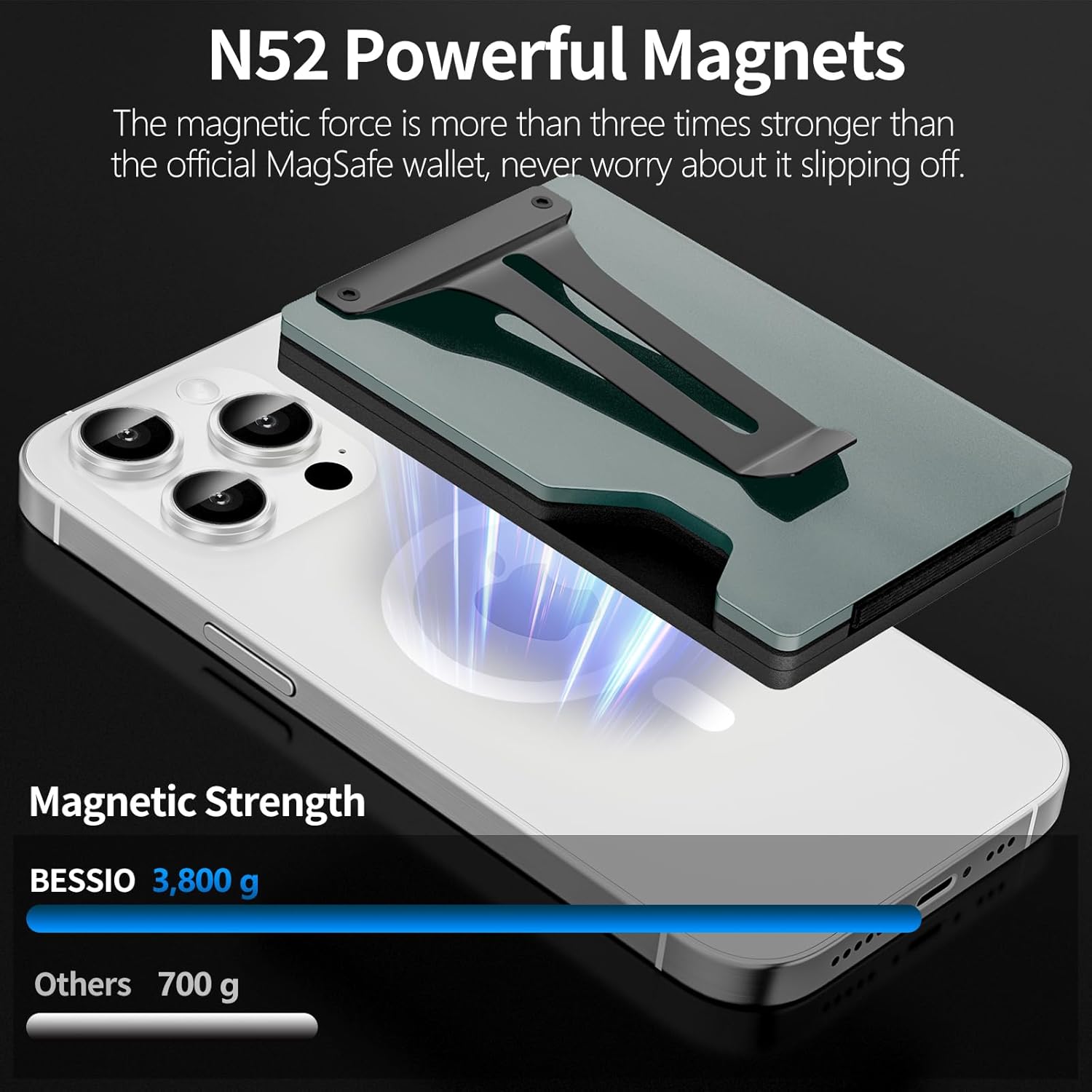Magnetic Phone Wallet with Apple MagSafe - Metal Card Holder with AirTag Holder, RFID Blocking & Money Clip Mag Safe Wallet for iPhone 16 15 14 13 12 Pro Max/Pro/Plus/Mini - Image 3