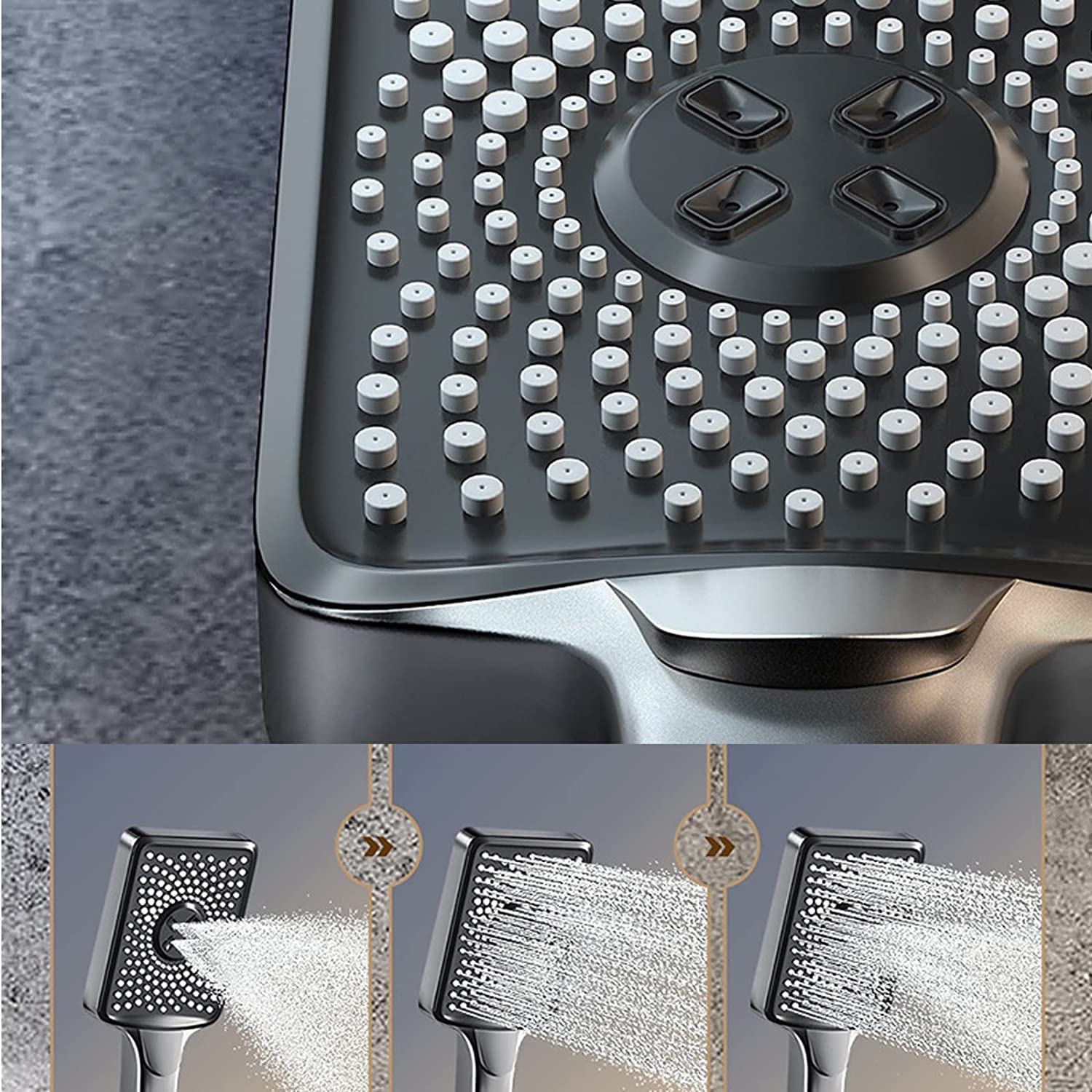 Set Doccia termostatico, Set Rubinetto a Parete, soffione a Pioggia con doccetta, beccuccio per Vasca, doccetta per Bidet e Kit di valvola con visualizzazione della Temperatura