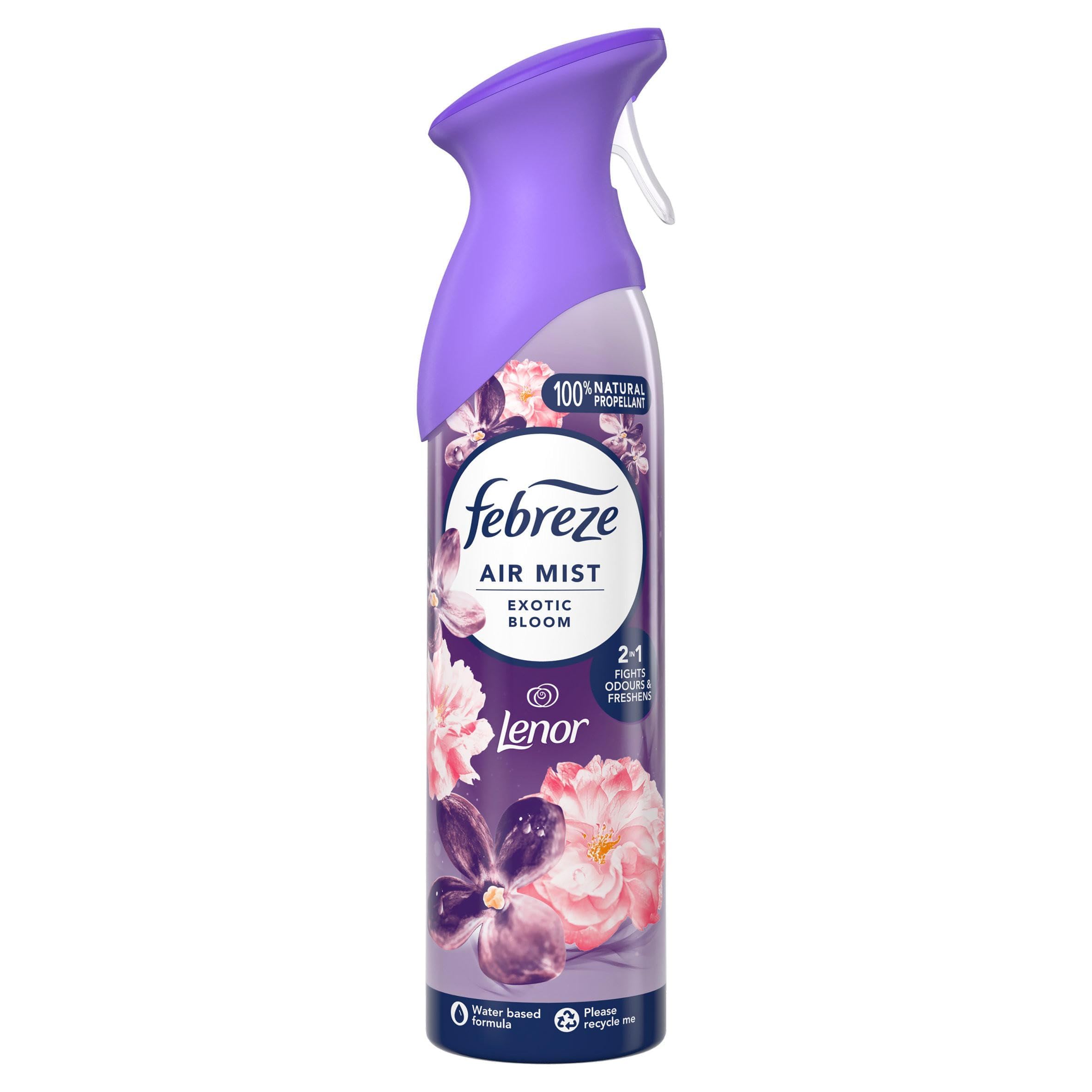 Febreze Air Freshener Spray, Exotic Bloom, 185ML, 2in1 Fight Odours & Freshens