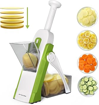 Safe Mandoline Slicer for Kitchen, Vegetable & Food Cutter & Thickness Adjustable 0.1-8 mm. Easy to Clean, Storage, Kitchen Faster Slice Artifact Only Slice, Green