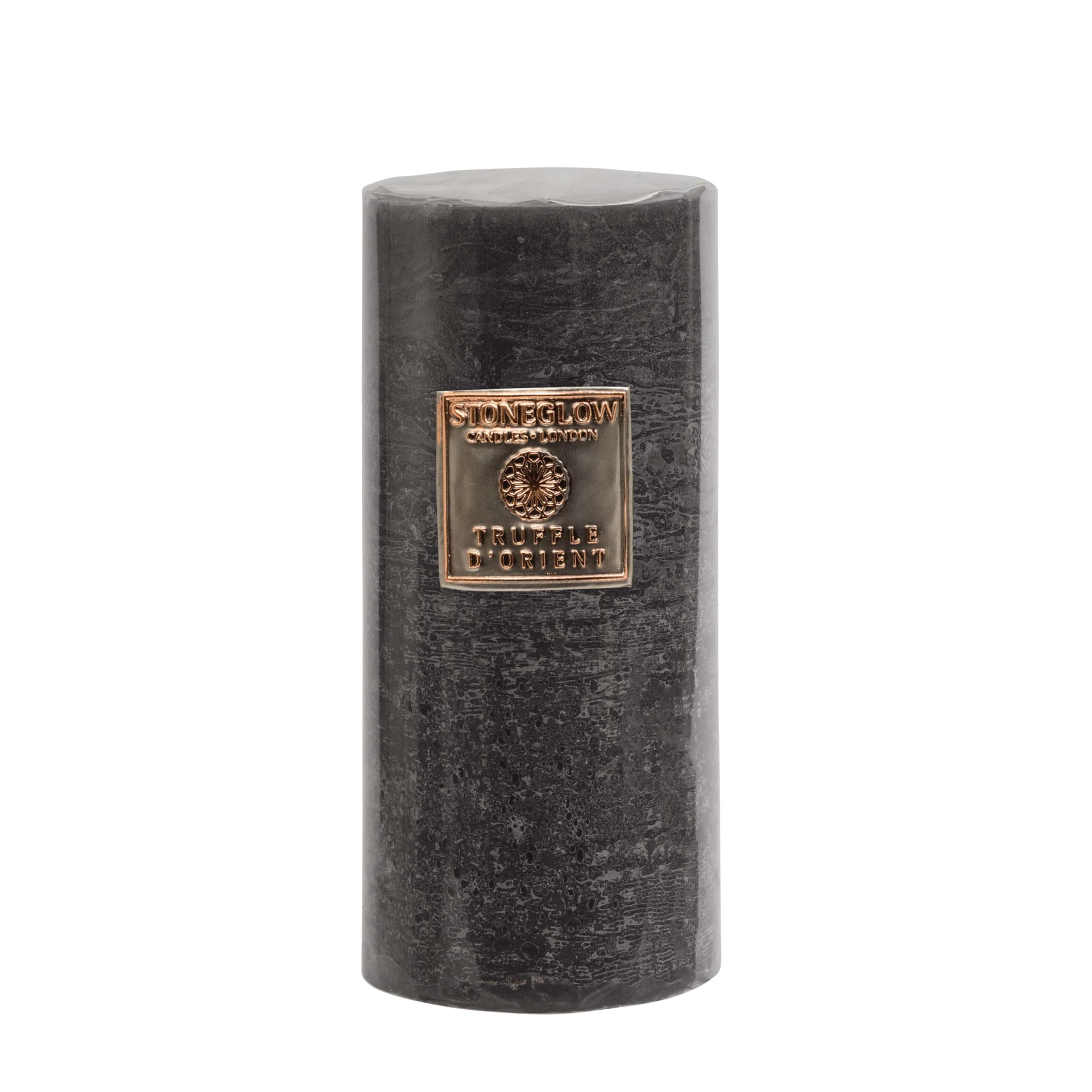Stoneglow Metallique Collection - 600 Grams Truffle D'Orient Tall Scented Pillar Candle (Grey)