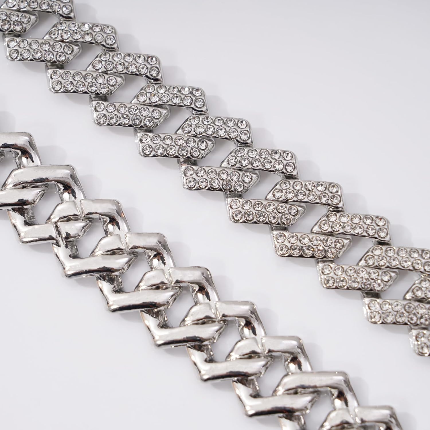 Cuban Link Chain For Men, Stainless Steel Cuban Necklace, Gold/Silver Chain, Iced Out Chain, 15mm Width Diamond Iced Out Hip Hop Jewelry Chain For Men And Women 18"/20"/22"/24" - Image 4