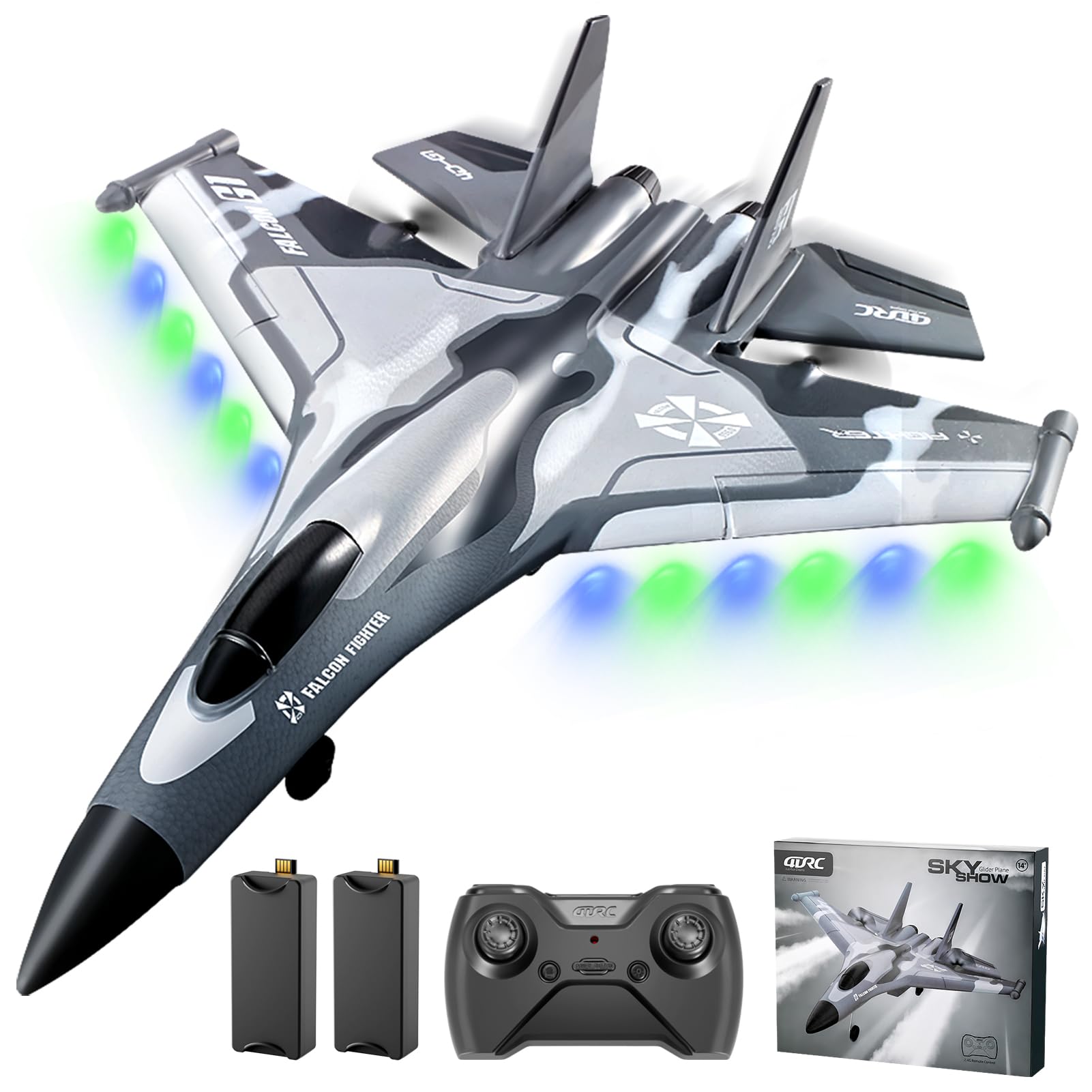 4DRCG1 RC Plane 2.4GHz 4 Channel 6-axis Gyro Stabilizer RTF Glider Aircraft Plane Jet Fighter Toys,Easy to Fly Chritsmas Gift Fighter Aircraft for Adults Kids Beginners Boys,2 Battery
