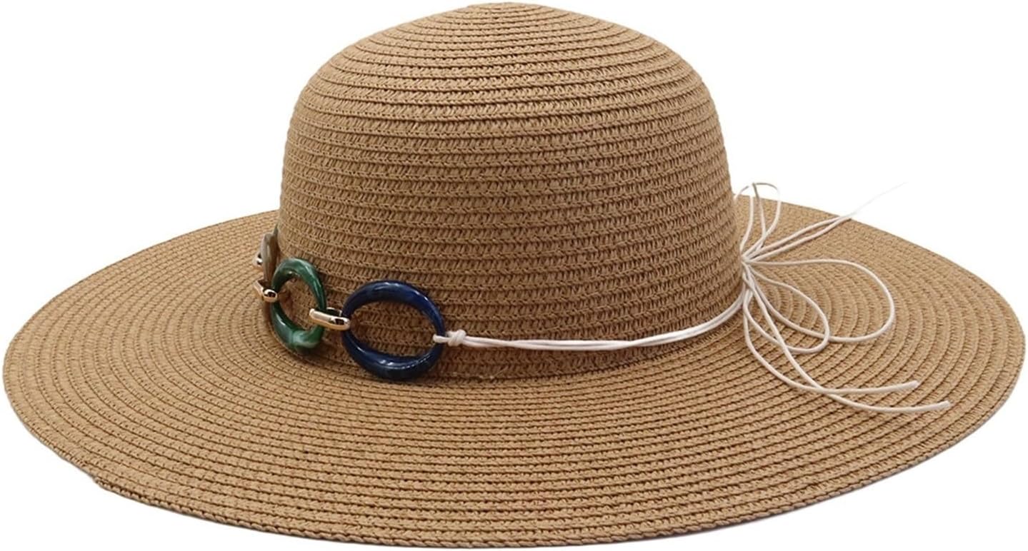 Straw Sun Hat Men's and Women's 10cm Large Brim Jazz Hat, Stylish Outdoor Accessories for Summer Holiday, Beach