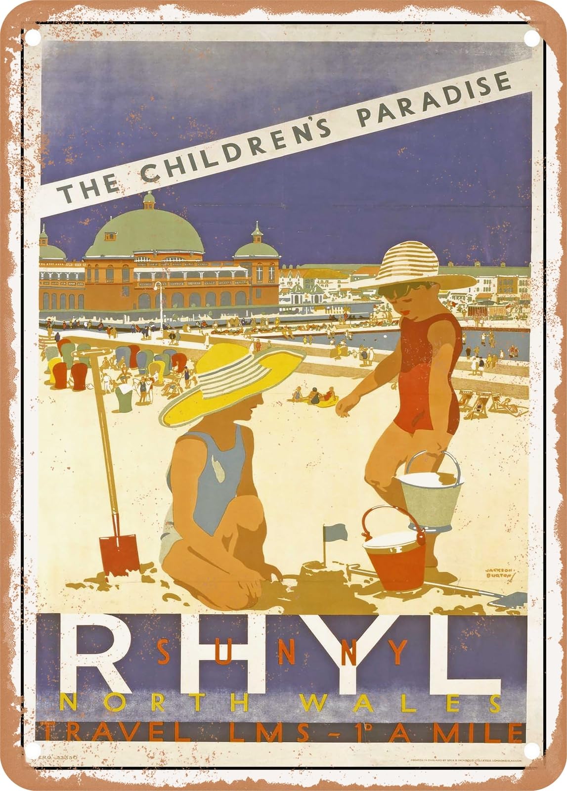 Miaomansenstore Metal Sign - 1935 The Childrens Paradise Sunny Rhyl North Wales Lms Vintage Ad Home Decor