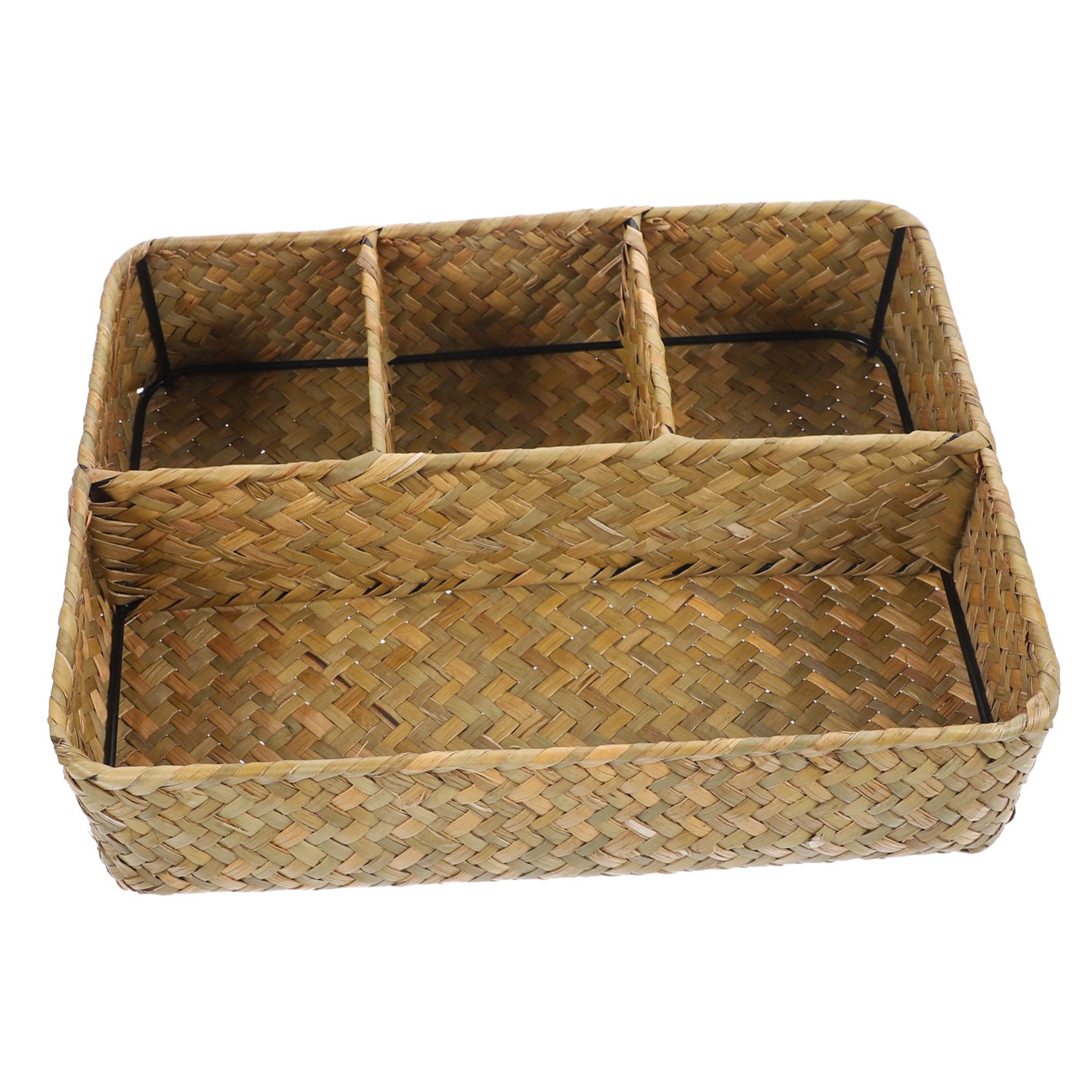 SOESFOUFU Desktop Storage Basket Toy Storage Bins Woven Sundries Organizer Sundries Basket Wicker Baskets for Shelves Snack Serving Basket Tea Candy Basket Woven Shelf Baskets Seaweed