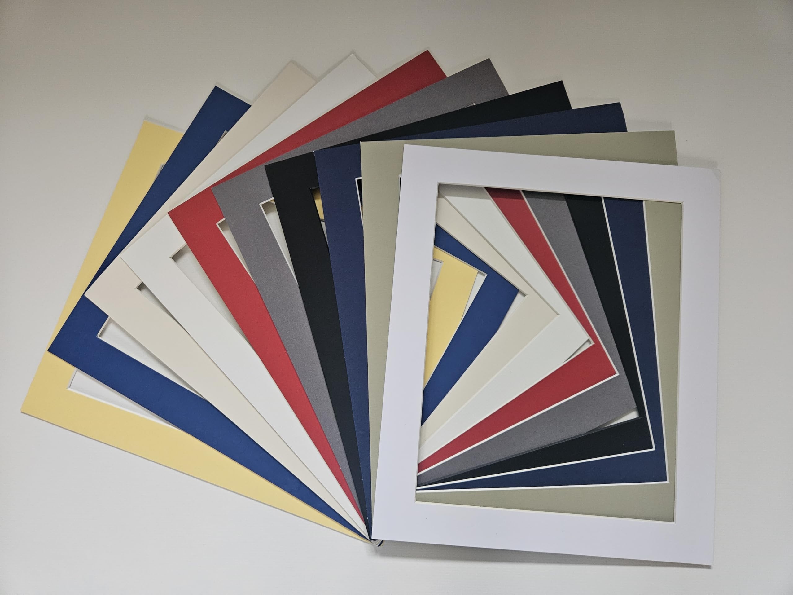 Picture Frame Mounts,Available in packs of 5 or 10, Assorted Colours, Blacks/Whites/Greens/Reds/Blues/Browns (10, 8"x6" to fit 6"x4" Print)