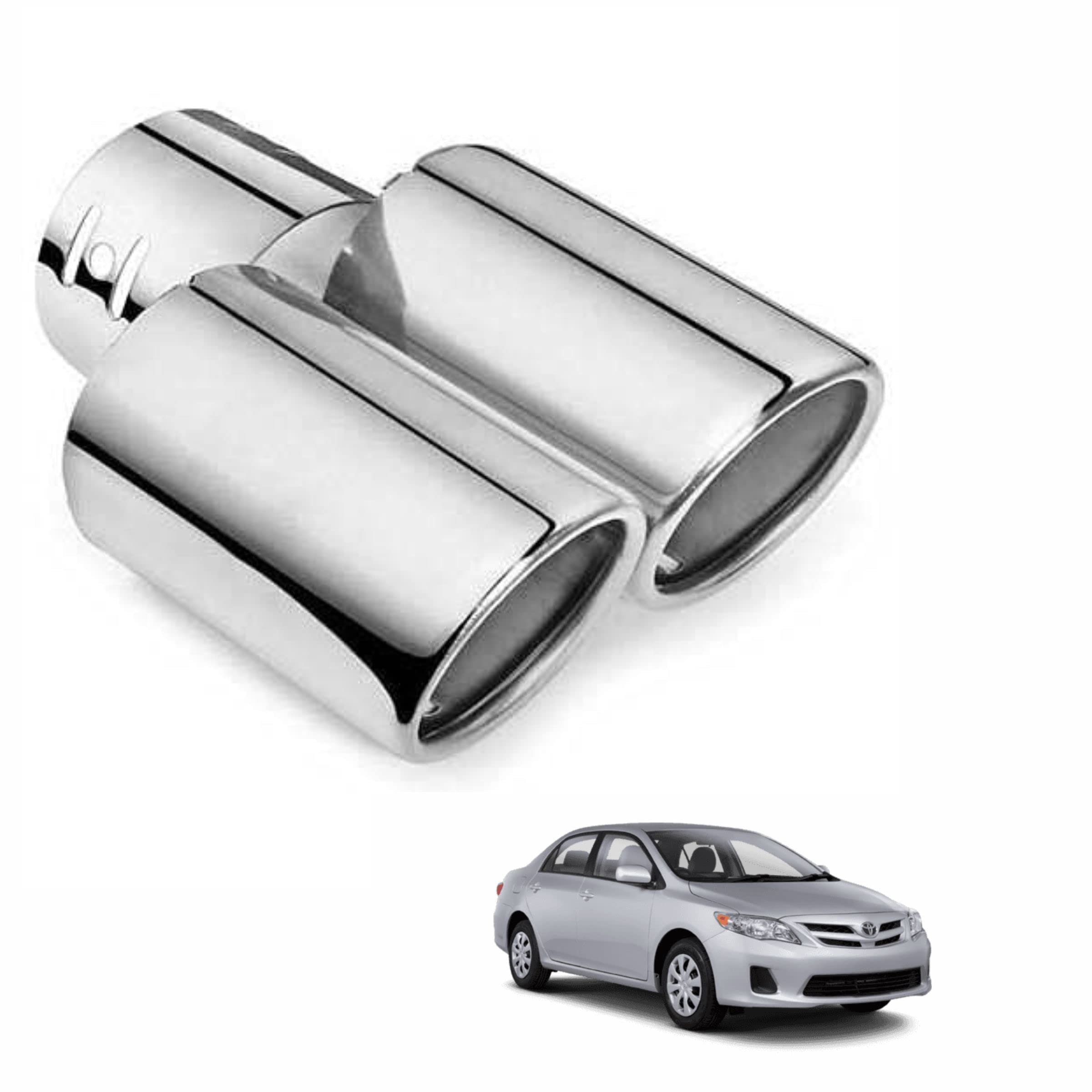 Dual Silencer Exhaust Tip Pipe Rustproof Stainless Steel Muffler Tail End Outlet 1Pcs For Toyota Corolla-image-48