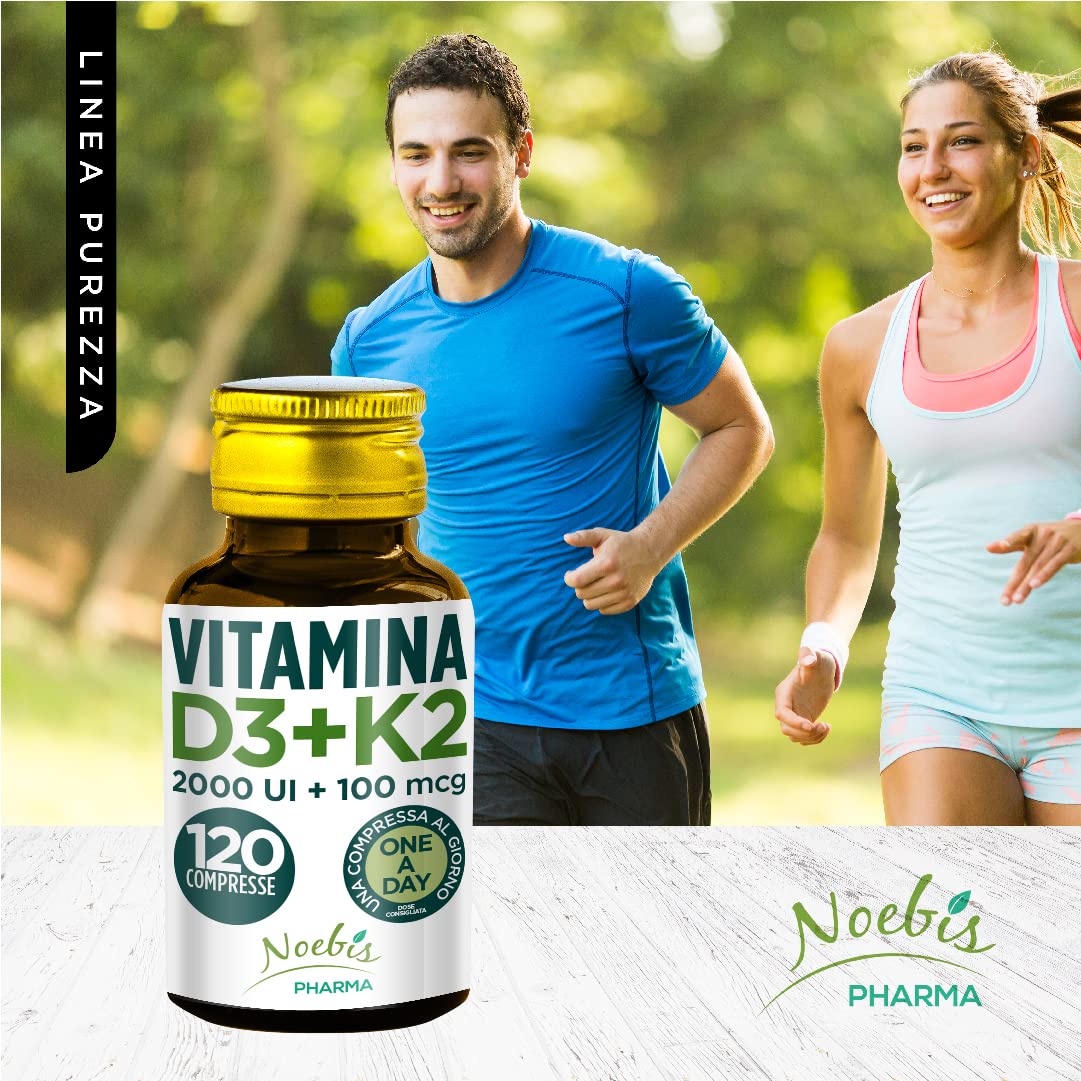 Vitamina D3 K2-120 Compresse Fornitura per 4 Mesi - Vitamin D3 2000 UI + 100 µg Vitamina K Supporto per Ossa Denti Muscoli Articolazioni Sistema Immunitario - Vit D3 e Vitamina K2 Menachinone MK7
