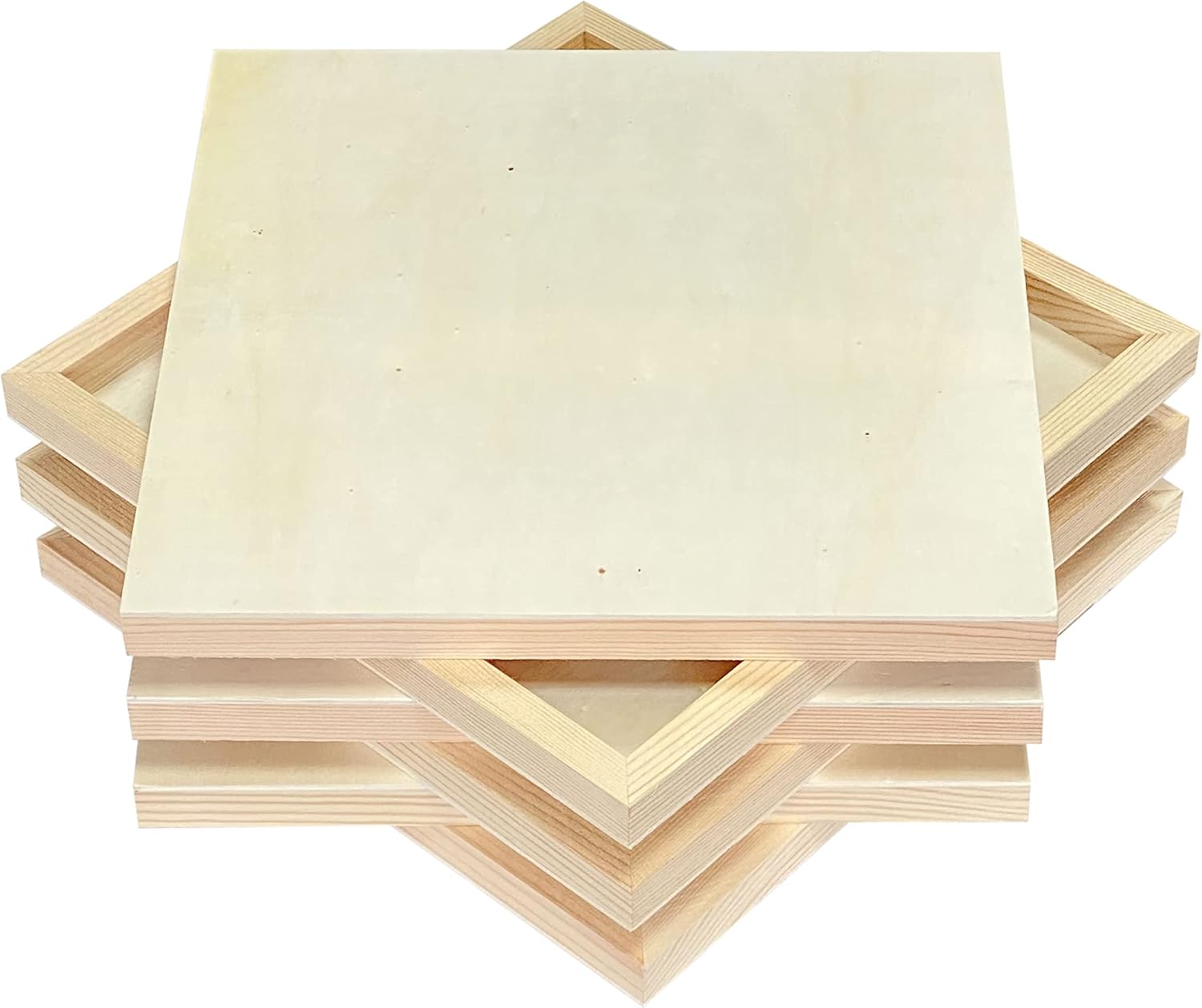 Wood Art Panels 12x12 Unfinished Wooden Canvas Panels 6-Pack Wood Frame for Oil Pouring Acrylics Painting Crafts