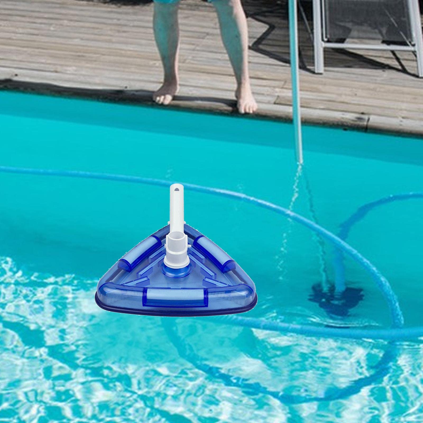 Tête d'Aspirateur de Piscine Triangulaire Transparente Brosse avec Raccord Pivotant Accessoire pour Aspirateur Piscine Outil Portable Utilisation