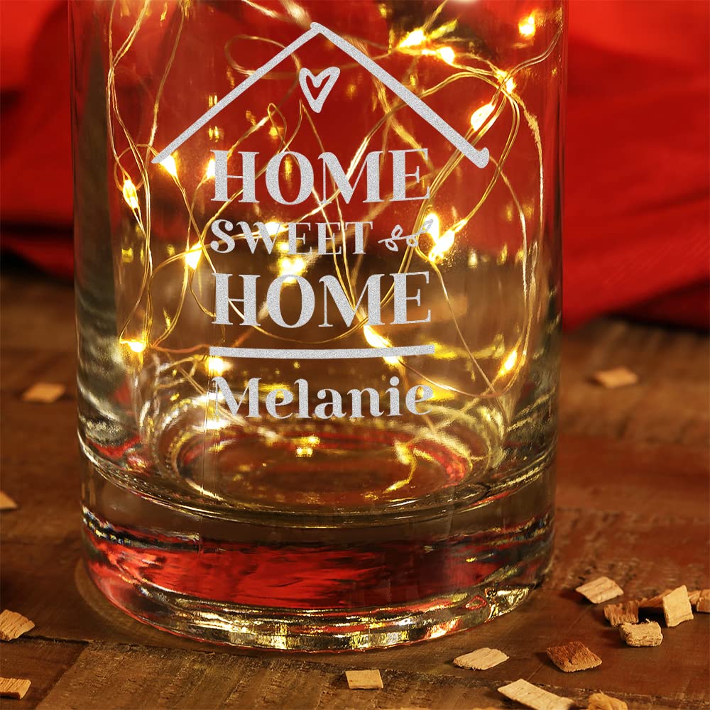 Olar-effekt Bouteille Lumineuse Décorative Noire Avec Gravure Personnalisée – Motif Symboles De Baptême – Avec Guirlande – Idée Cadeau DIY – Technique LED