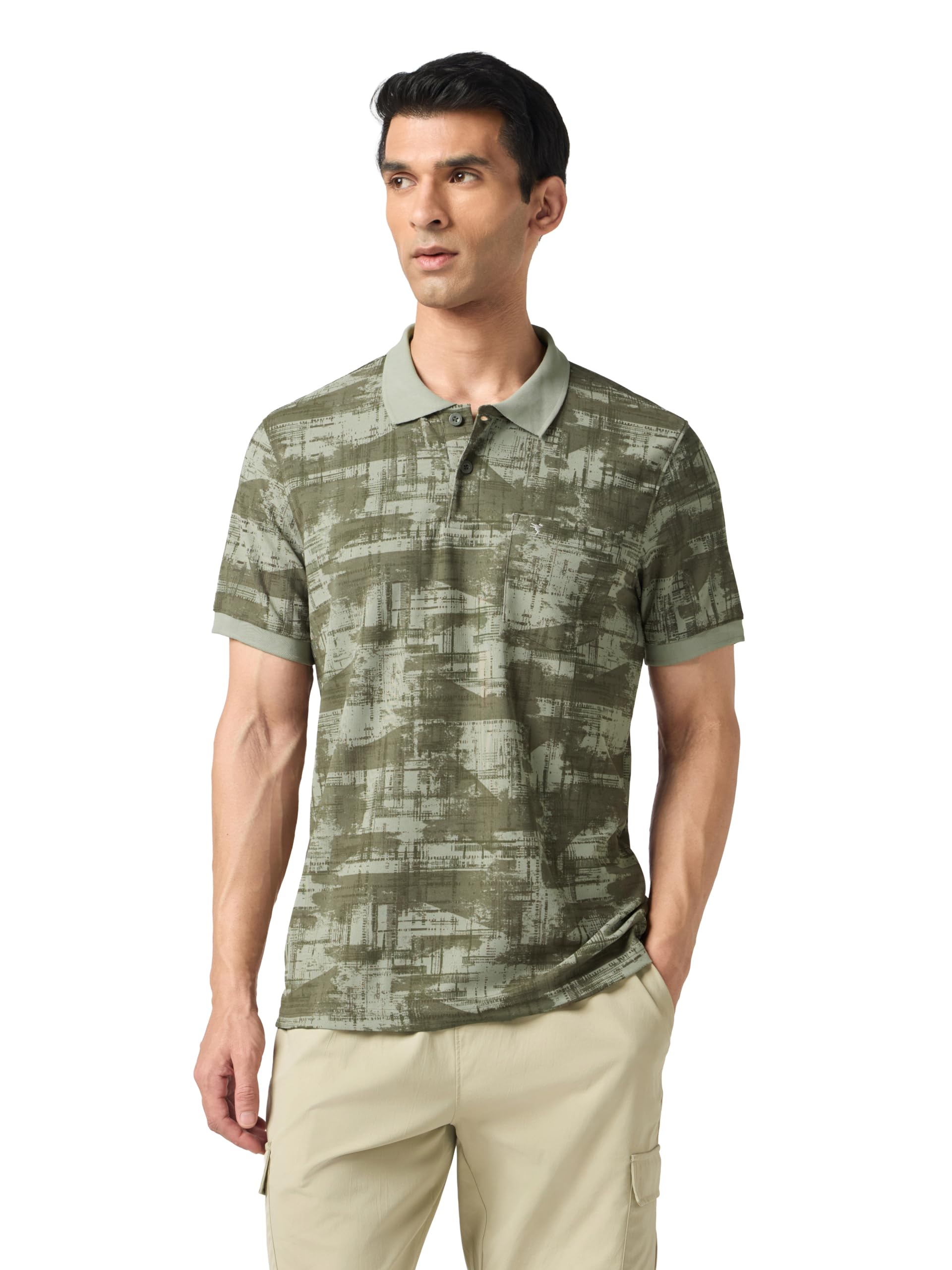 technosport Men's Slim Fit Printed Collared Neck Polo T-Shirt for Running, Gym & Sports-picture-23