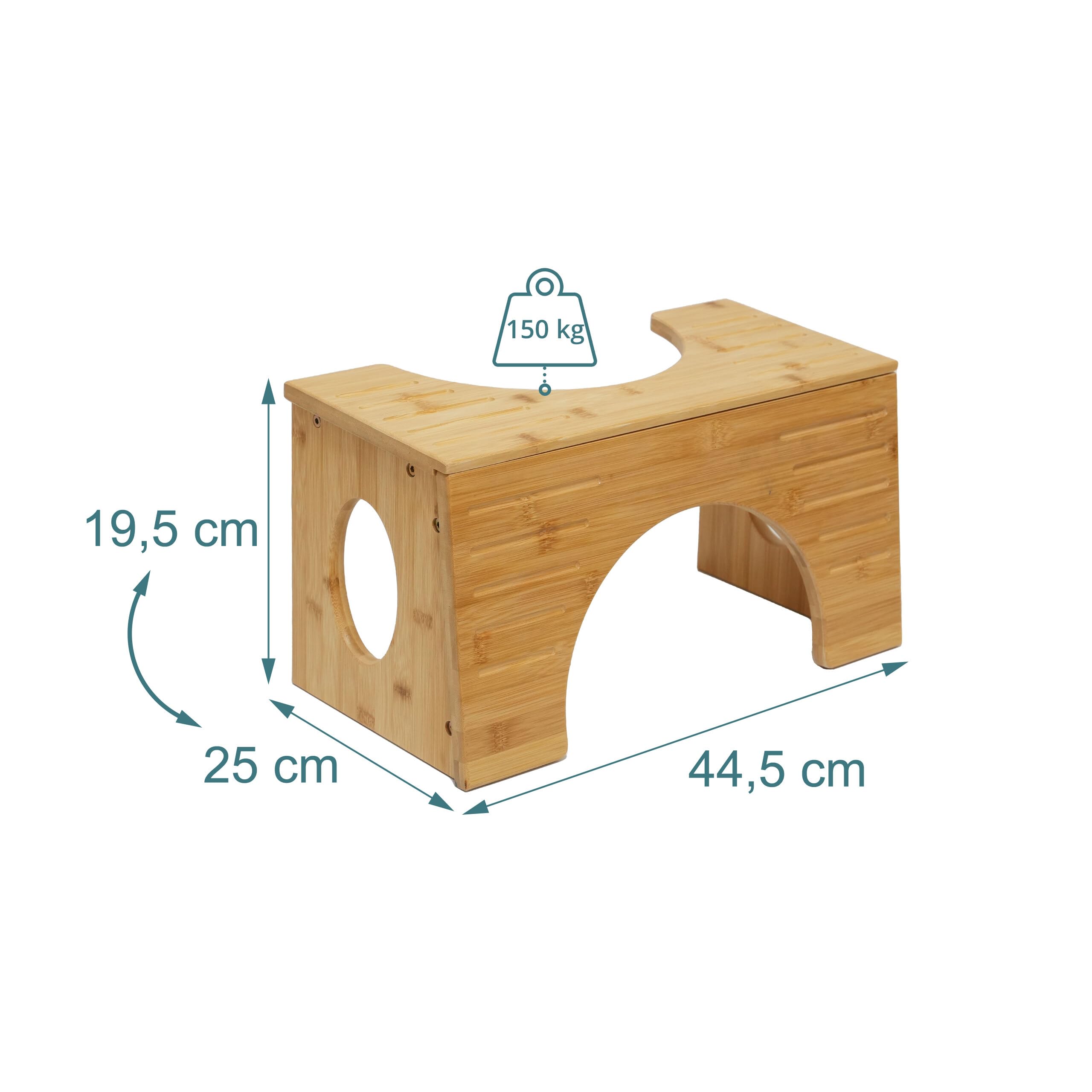 Relaxdays Tabouret WC, Aide au Transit, pour Adultes, Bambou, réglable sur 2 hauteurs, 19,5/25 cm, Naturel