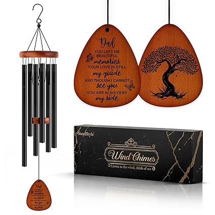 Memorial Wind Chimes for Loss of Dad Sympathy Gifts for Loss of Father Bereavement Wooden Wind Chimes in Memory of Loss of Love One (Dad)
