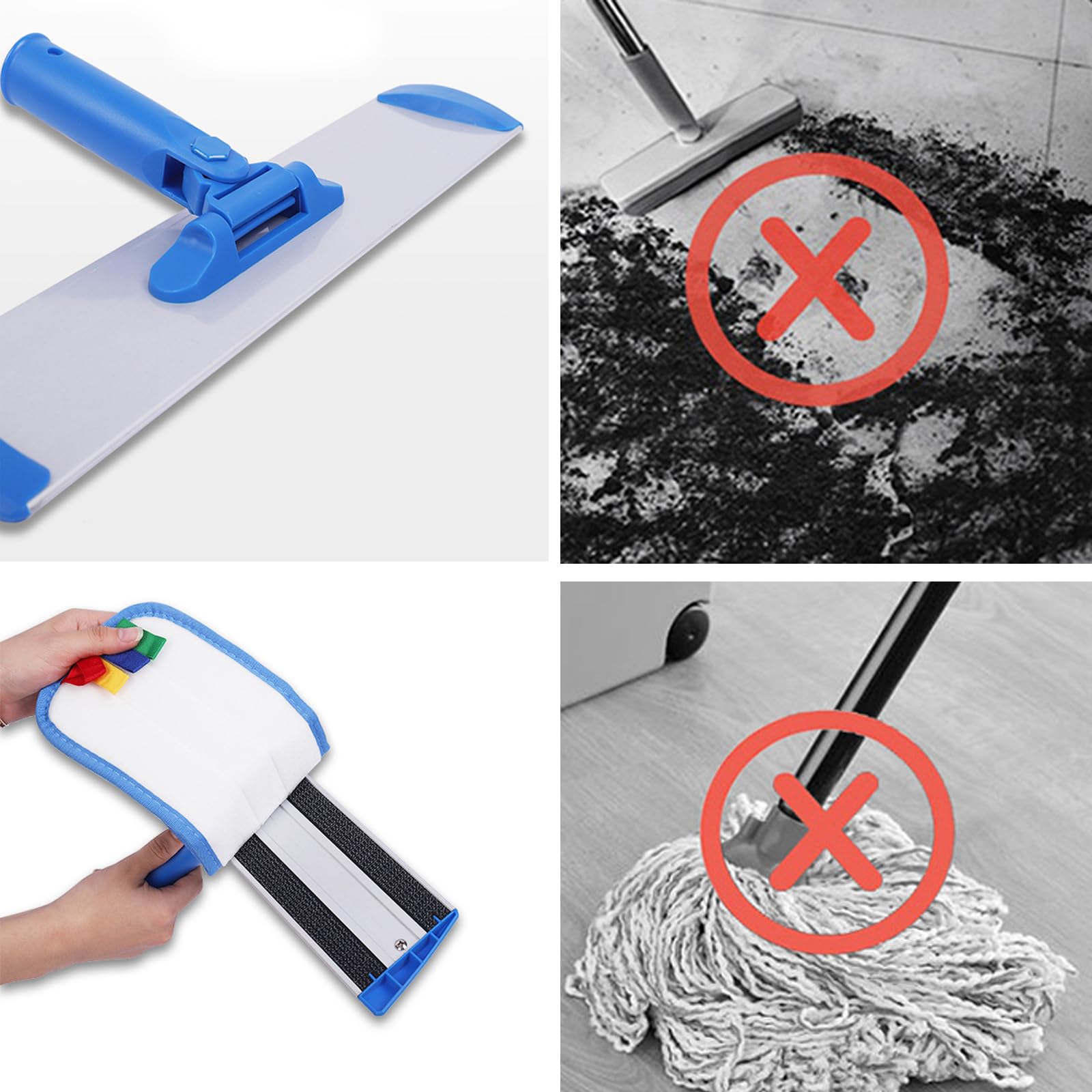 Mop per pulizia profonda, mop per pavimenti in fibra ultra fine per la pulizia dei pavimenti, mop piatto, mop eccellente e robusto, utilizzato per la pulizia della casa[60cm]