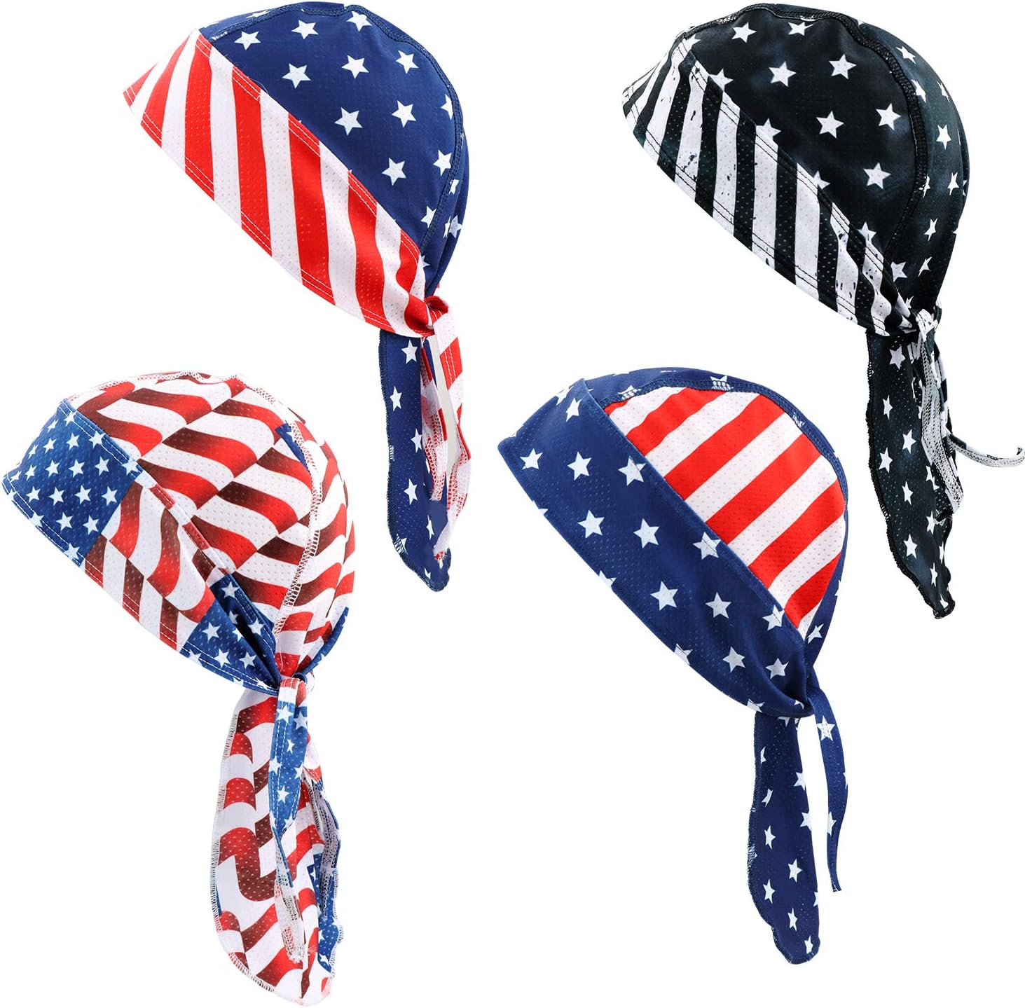 4 Pack Do Rag/Dew Rag Beanie Cap Hat Chemo Cap Skull Cap for Men and Women