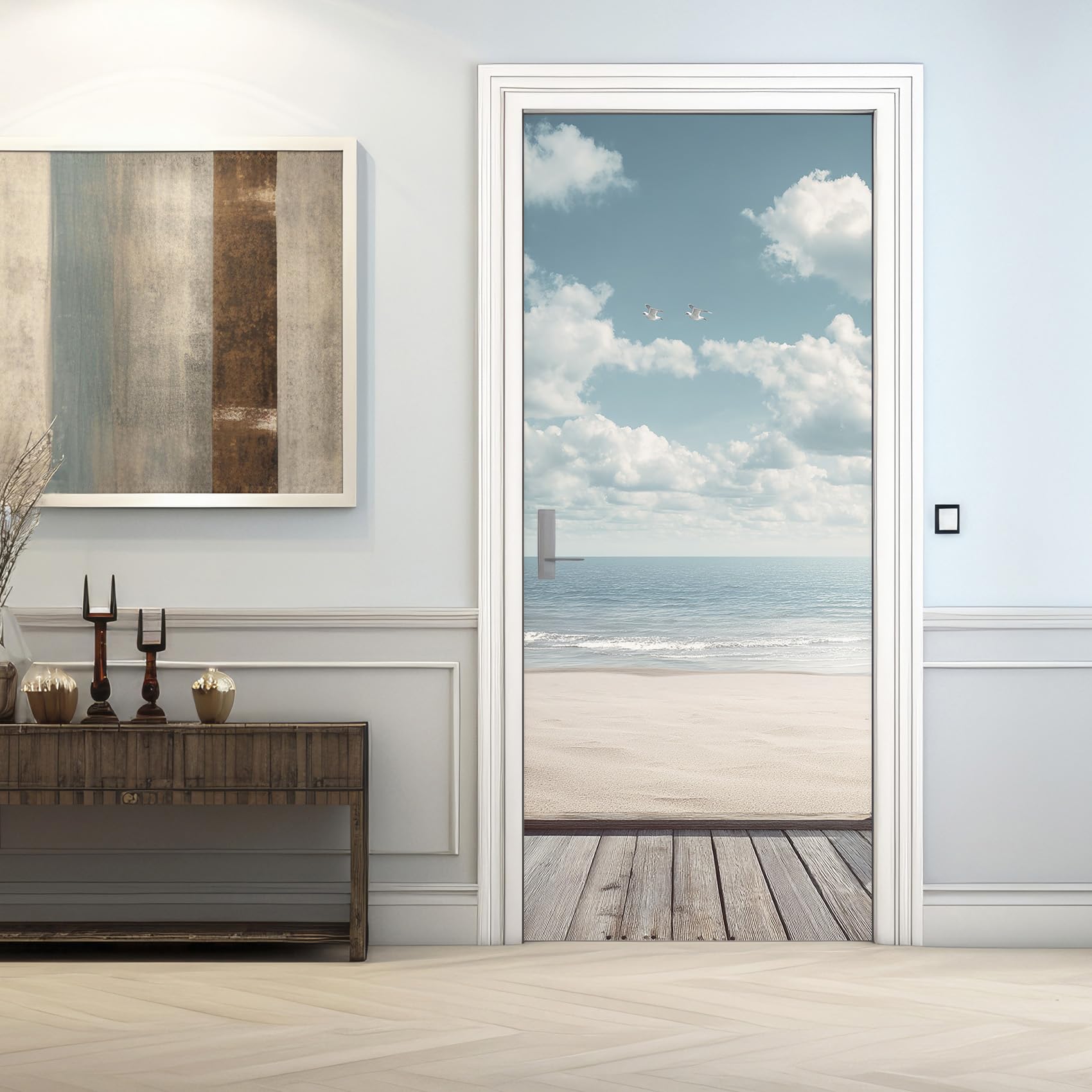 Strand Türtapete Selbstklebend 100x200, 3D Meer Landschaft Türbilder Türfolie Türposter Türaufkleber Selbstklebende PVC, Türdeko Strand,(ST0010)