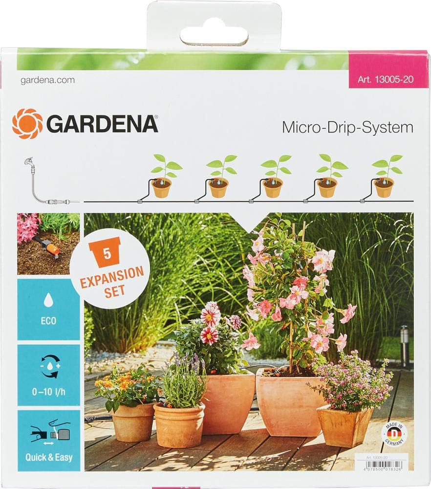 Gardena 13005-20 Micro Drip Sprinkling System, 5 Pot Expansion Set, Gray, M Set