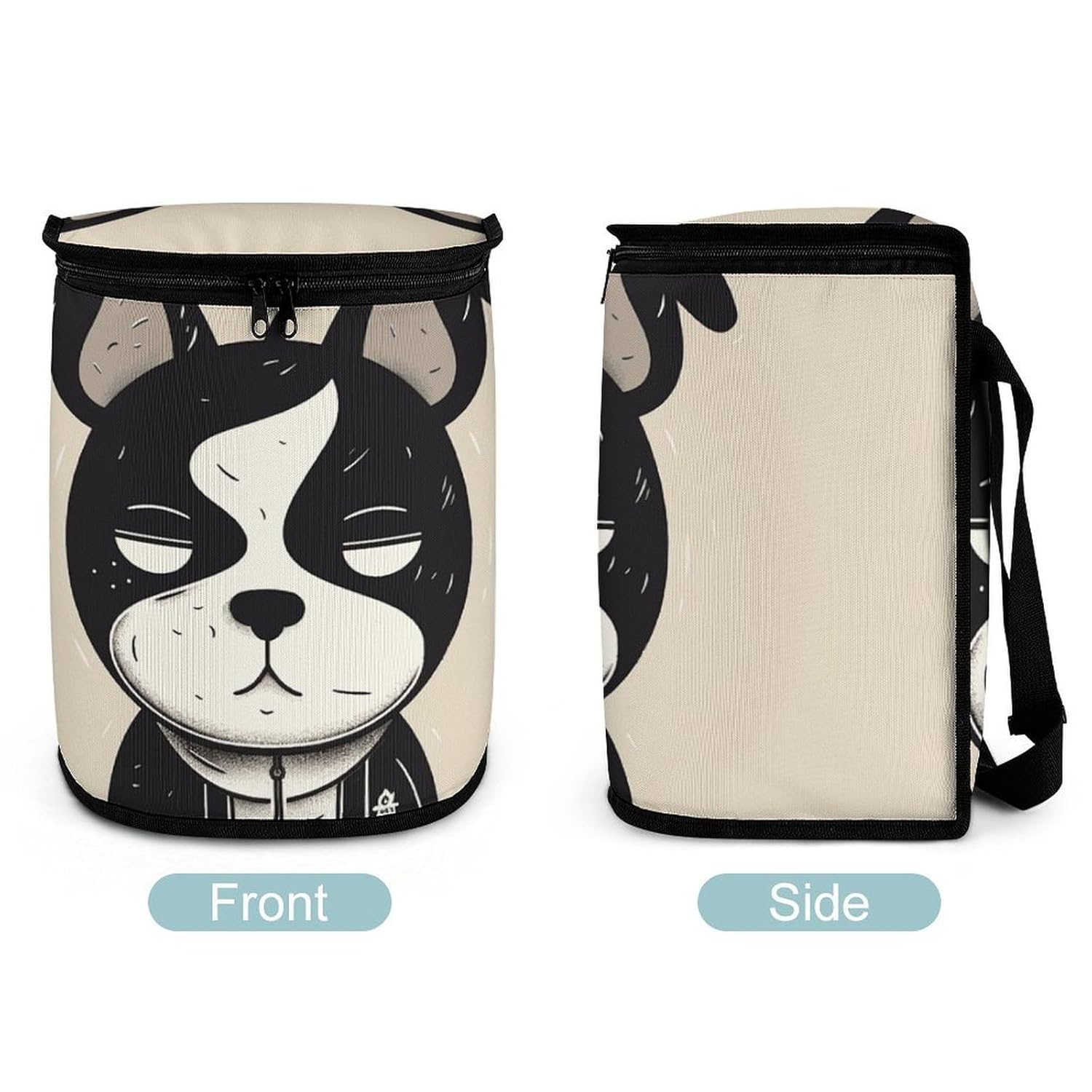 MUSM Leakproof Car Trash Can 2.5 Gallon, Durable Automotive Garbage Bag with Waterproof Liner, Simple Black and White Dog Trash Bag for Car, Truck, RV & Bathroom