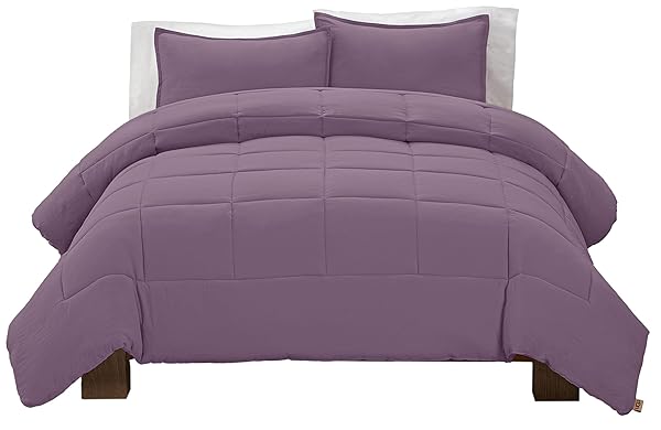 UGG Leonora Comforter Set with 2 Pillow Shams Lightweight Down Alternative Blanket Reversible Cozy Warm All Season Washable and Hypoallergenic Bedding Set, King, Purple Shadow