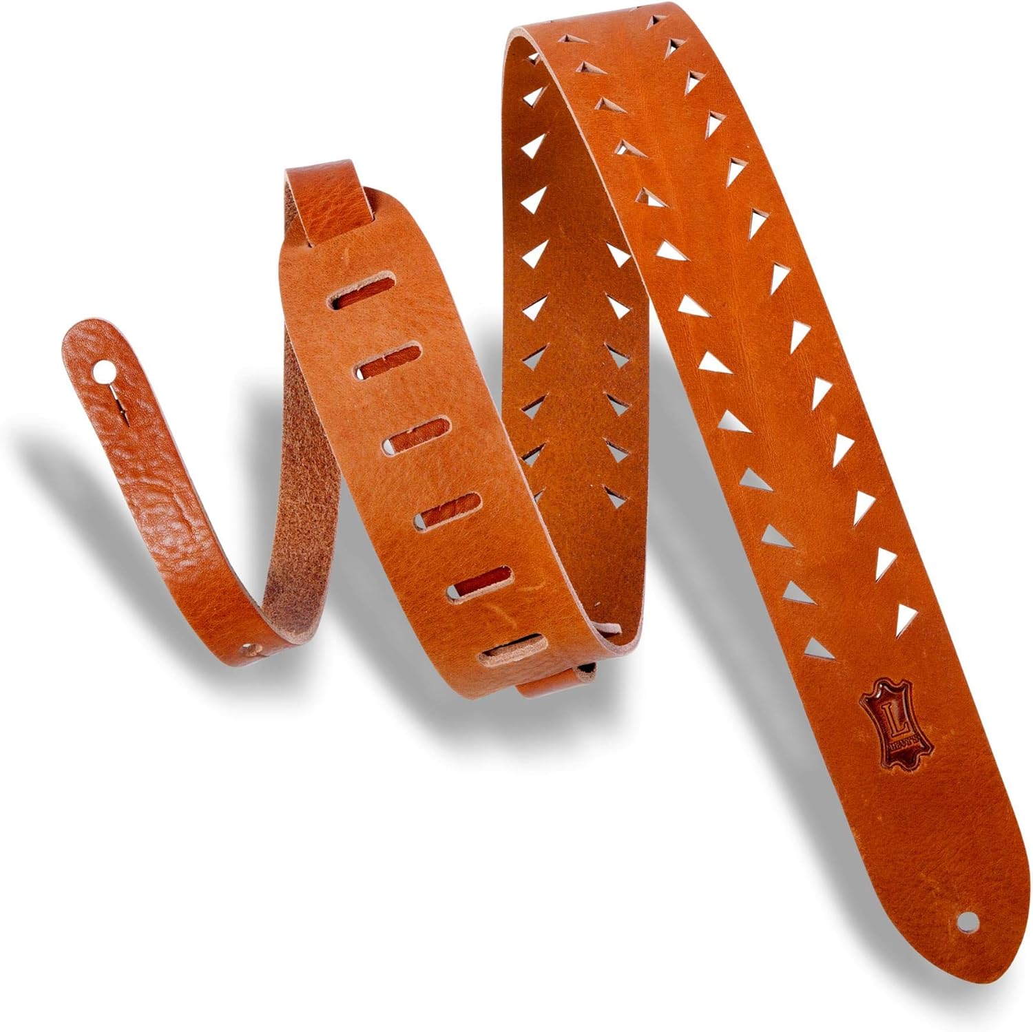 Levy's Leathers 2" Veg-Tan Leather Guitar Strap Tiger Tooth Punch Out Premier Design; Tan (M12TTV-TAN)