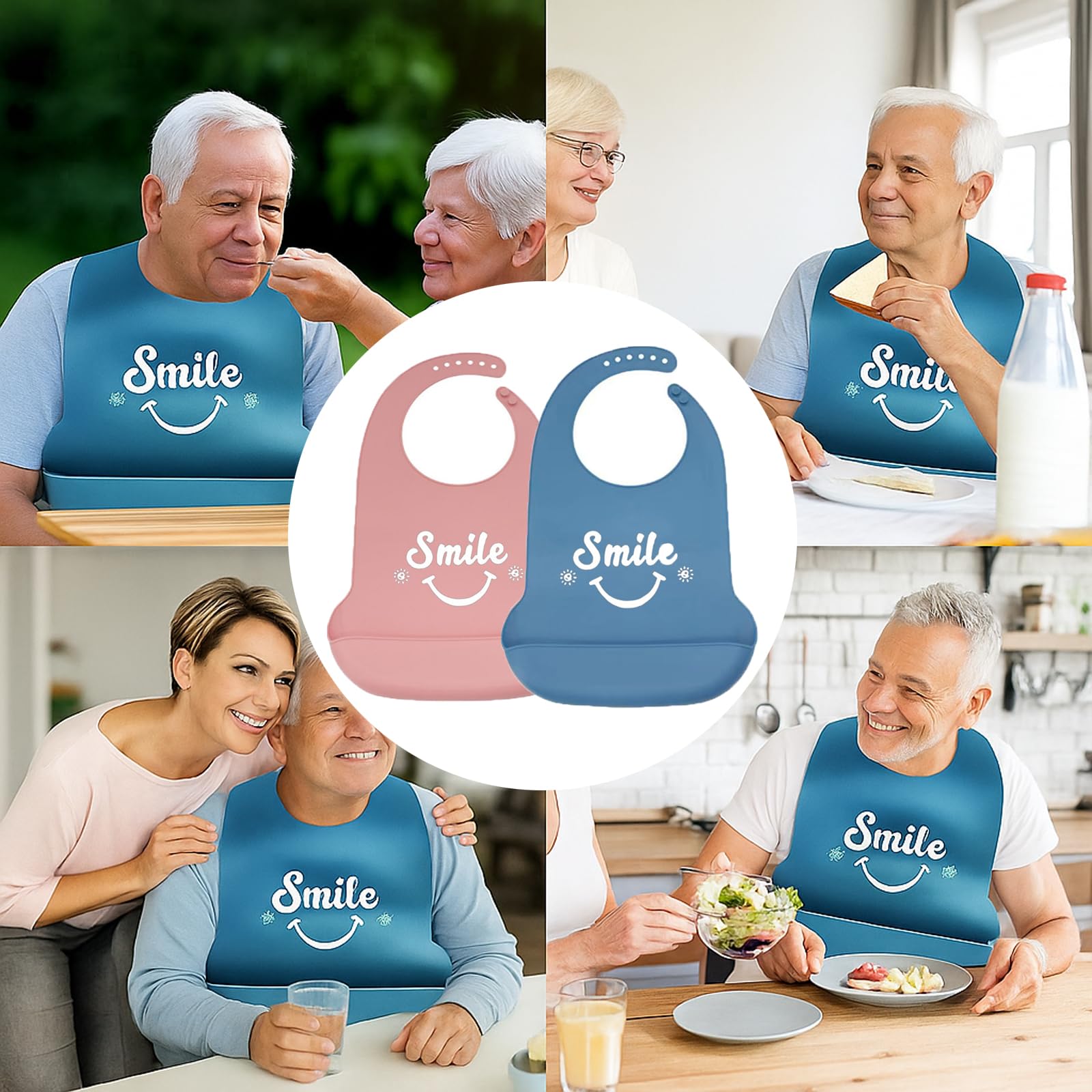 2 Piezas Babero Reutilizable Adulto, Baberos para Personas Mayores | Baberos para Personas Mayores, Adecuado para Hombres y Mujeres adultos, Ancianos