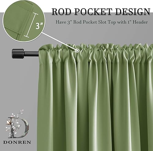 Miniatura 10 de DONREN Cenefas de cortina opacas de 18 pulgadas de largo para ventanas, 2 paneles de cenefas opacas para ventana de sótano con bolsillo para barra