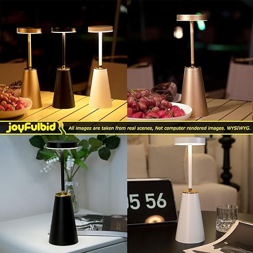 Miniatura 6 de Lámpara de mesa inalámbrica para oficina en casa, lámpara de escritorio LED táctil, funciona con pilas, lámparas de noche recargables regulables