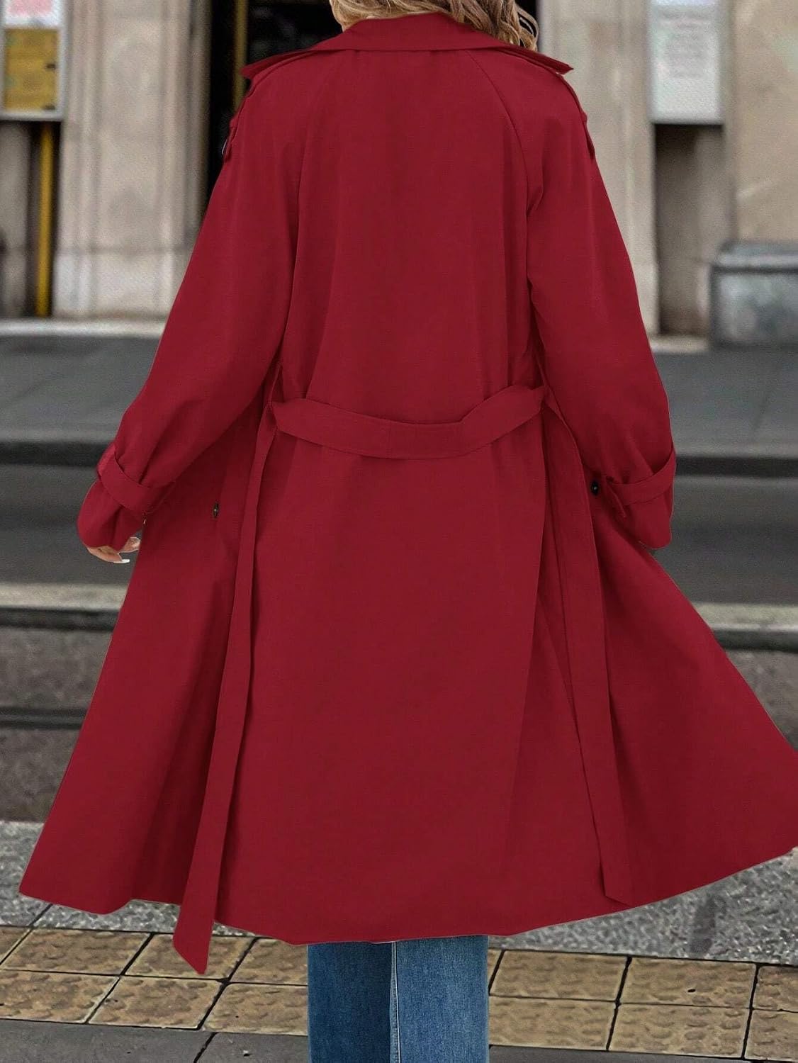 Raglan Sleeve Long Sleeve Fleece Lined Long Trench Coat Fall Winter Women's Fall Winter Lapel Fashion Trench Coat