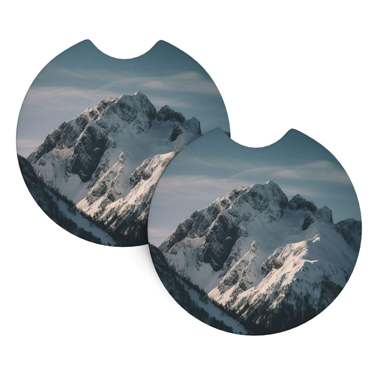 2 Pack Car Coaster for Cup Holders Snow Mountain During the Day Car Cup Coaster 2.7" Neoprene Non-Slip Automotive Cup Mat Universal Auto Car Interior Accessories for Women Men Cup Pad