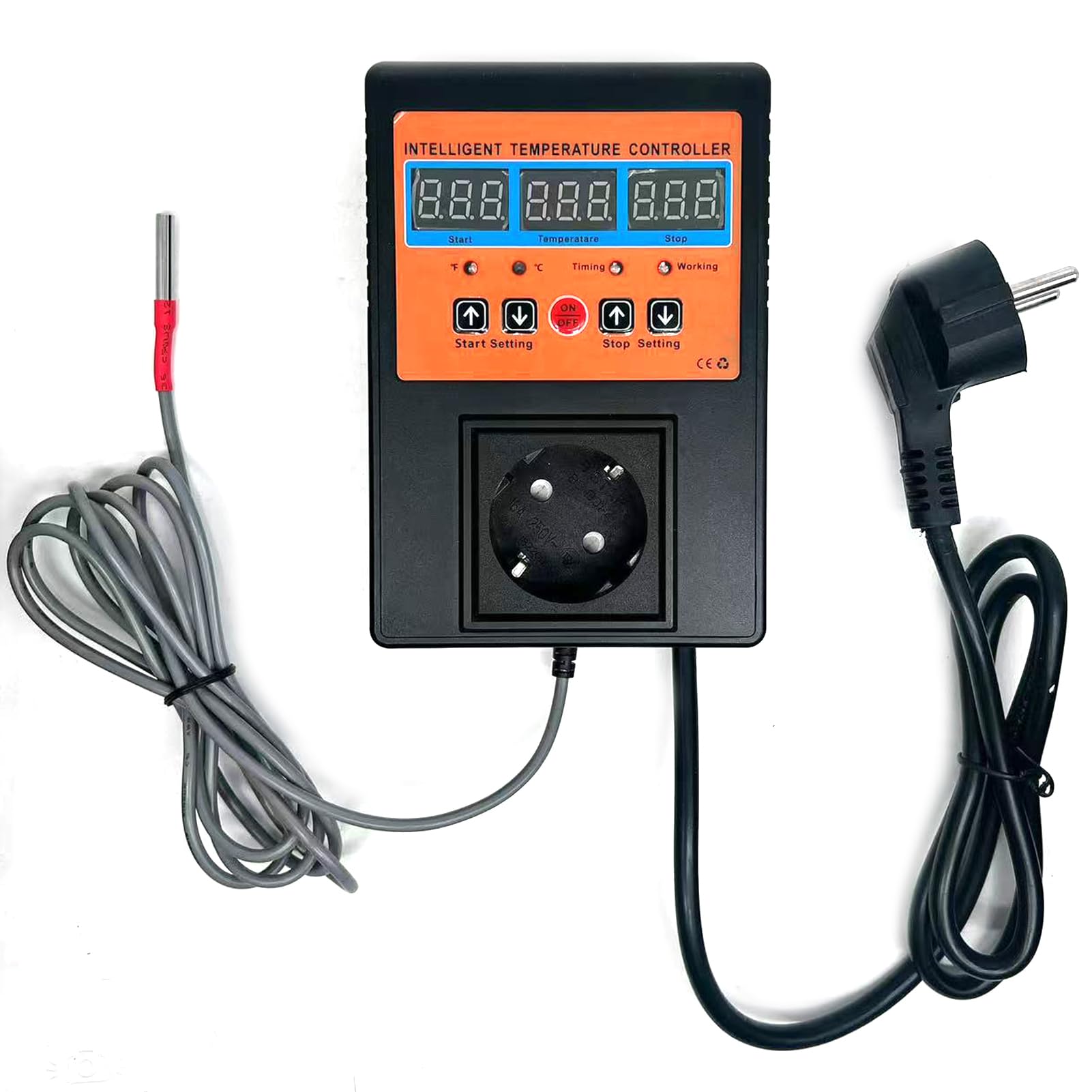 Digital Temperaturregler 230V Thermostat Digital Wasserdicht & Hitzebeständig Speicherfunktion bei Stromausfall 2m Sensorsonde -20°C ~ 120°C Geeignet für Aquarien,Inkubation,Kultivierung