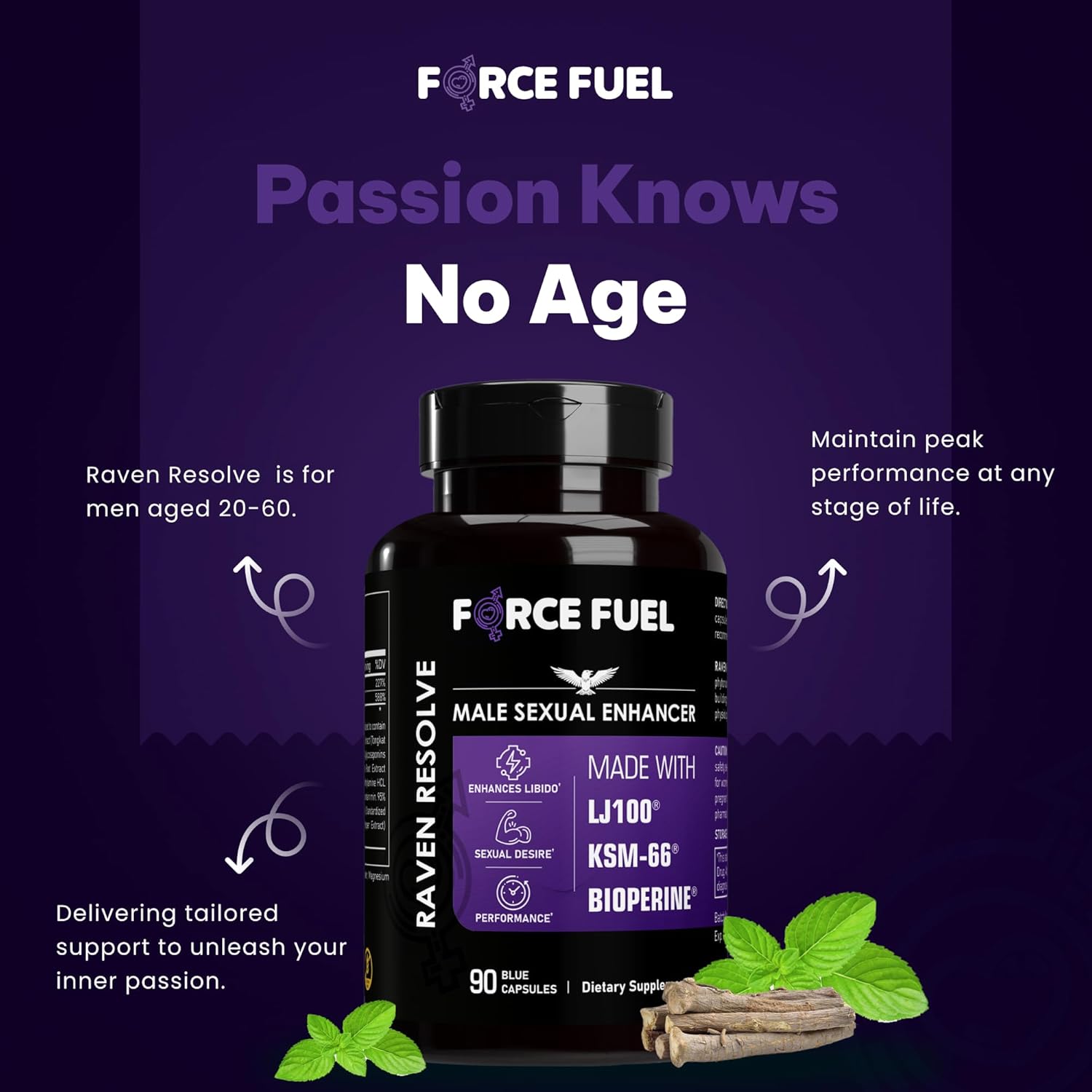 Sex Pills for Men – Last Longer in Bed and Enhance Erection Sensitivity – Includes Lab-Tested LJ100 Tongkat Ali, KSM-66 Ashwagandha & Bioperine – 30 Doses for Men Aged 20-60 – Raven Resolve