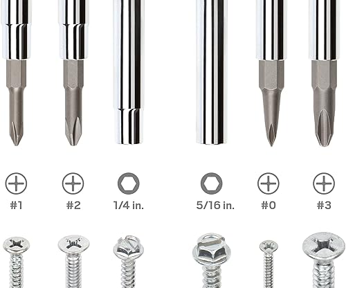 Miniatura 18 de TEKTON 6 en 1 Phillips/Slotted Multi-Bit Driver (#1 x 3/16 in., #2 x 1/4 in., Rojo) DMS18010 Establecer,Negro -,Rojo