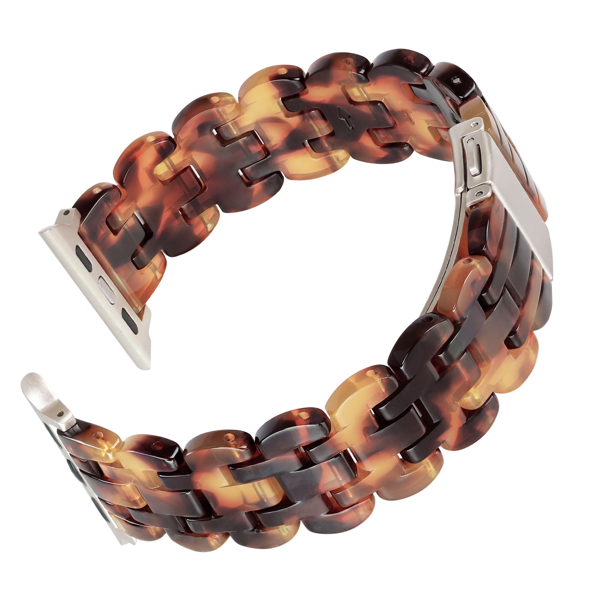 Compatible avec les bracelets Apple Watch Series 8 41 mm, 40 mm, 38 mm ou Ultra 49 mm, 45 mm, 44 mm, 42 mm, bracelet de rechange réglable avec boucle en acier inoxydable Starlight pour Apple
