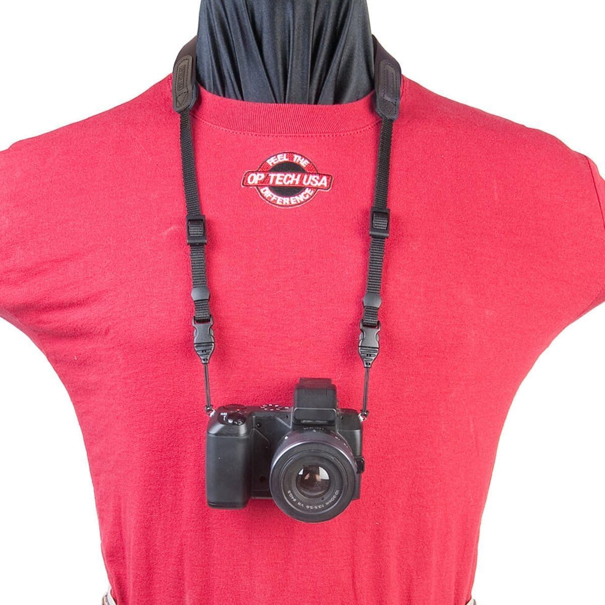 OP/TECH USA Bin/Op Neoprene Quick Release Camera Strap – Adjustable Neck or Shoulder Strap for Small Cameras, Binoculars, and Vintage Film Cameras - QD (Wine) - Made in USA