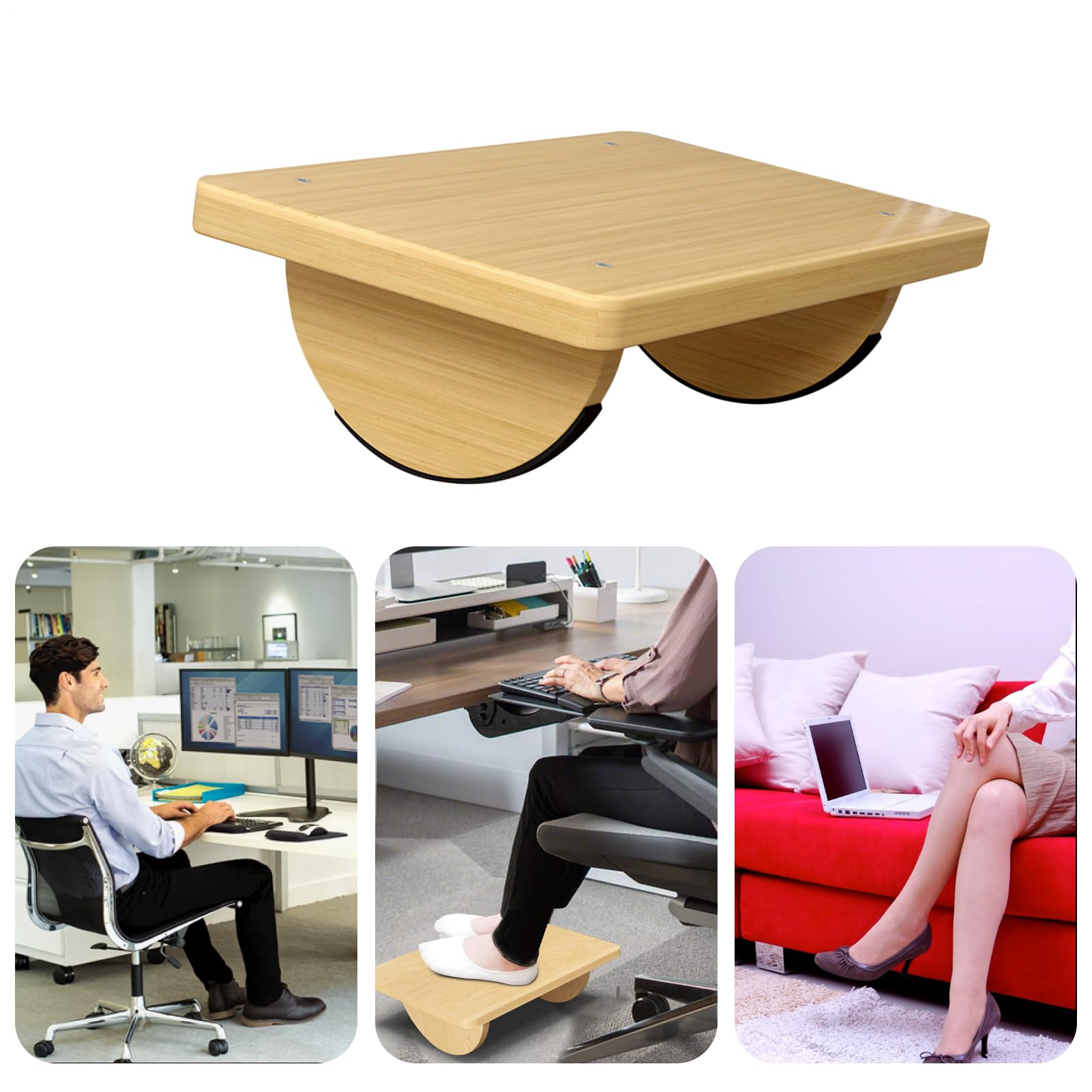 Fußstütze unter dem Schreibtisch: Schaukelfußhocker, ergonomisches | Balancebrett, Bewegungshocker | Büro Arbeitsbereich Schule Wohnzimmer Komfort Unterstützung Sitzen a