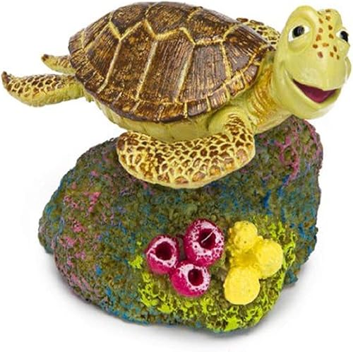 Penn Plax buscando a Nemo 2 pulgadas.Crush la tortuga adorno para pecera, Transparente