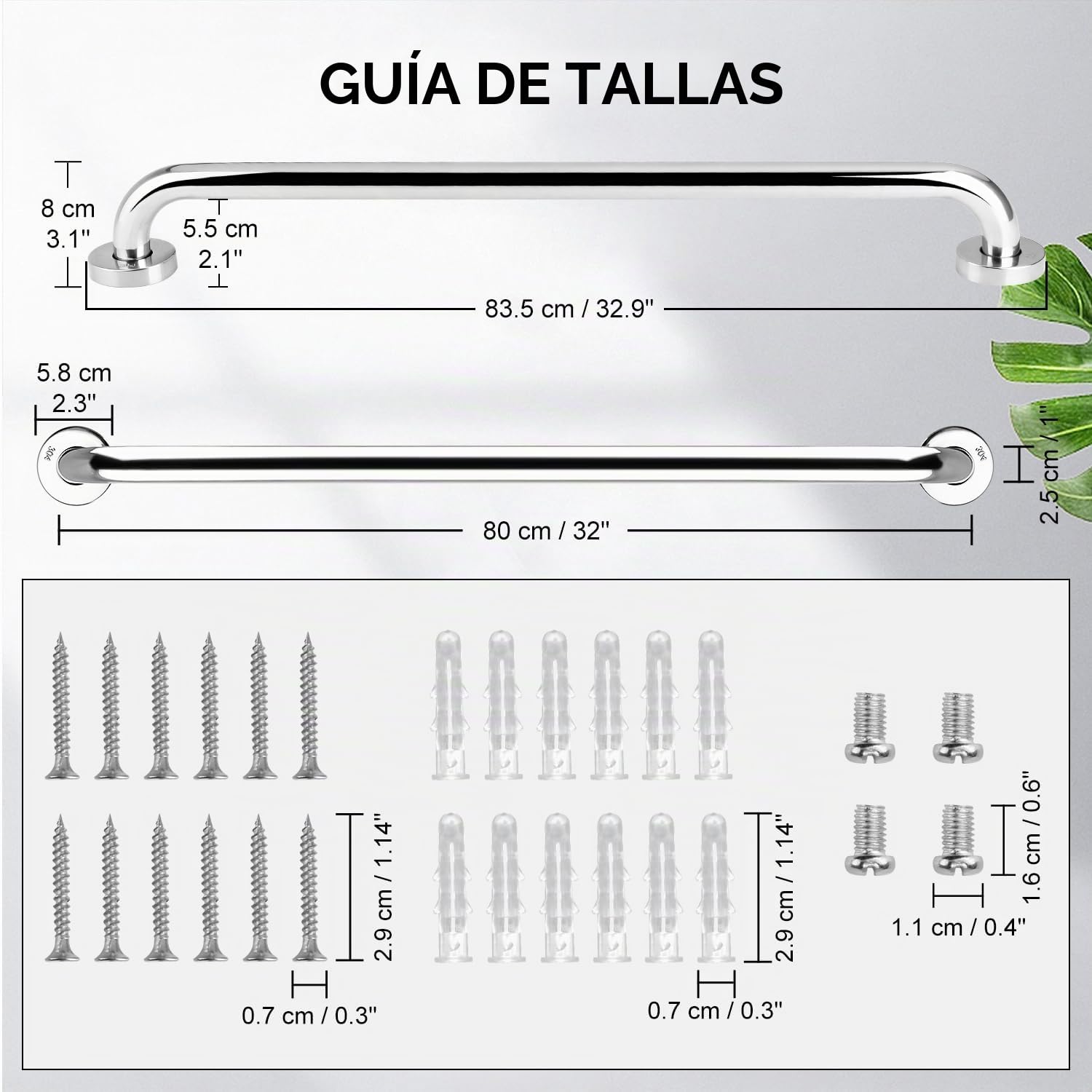 supregear Barra para Baño (2 Paquete), 80 cm Agarro para Baño Barras de Agarre de Seguridad Acero Inox 304 Balance Asidero en Cromo para Bañera Inodoro Cocina Dormitorio, Tornillo Oculto Muro Montado