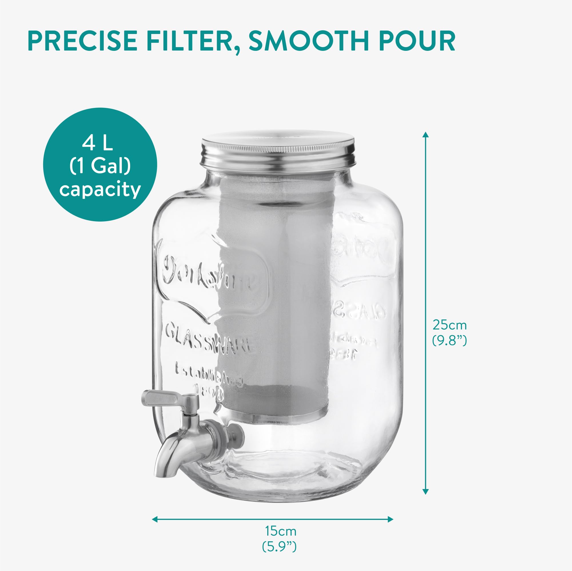 Glazen drank dispenser/limonadetap - met kraantje - 4 liter | Leen Bakker Glazen drank dispenser/limonadetap - met kraantje - 4 liter | Leen Bakker