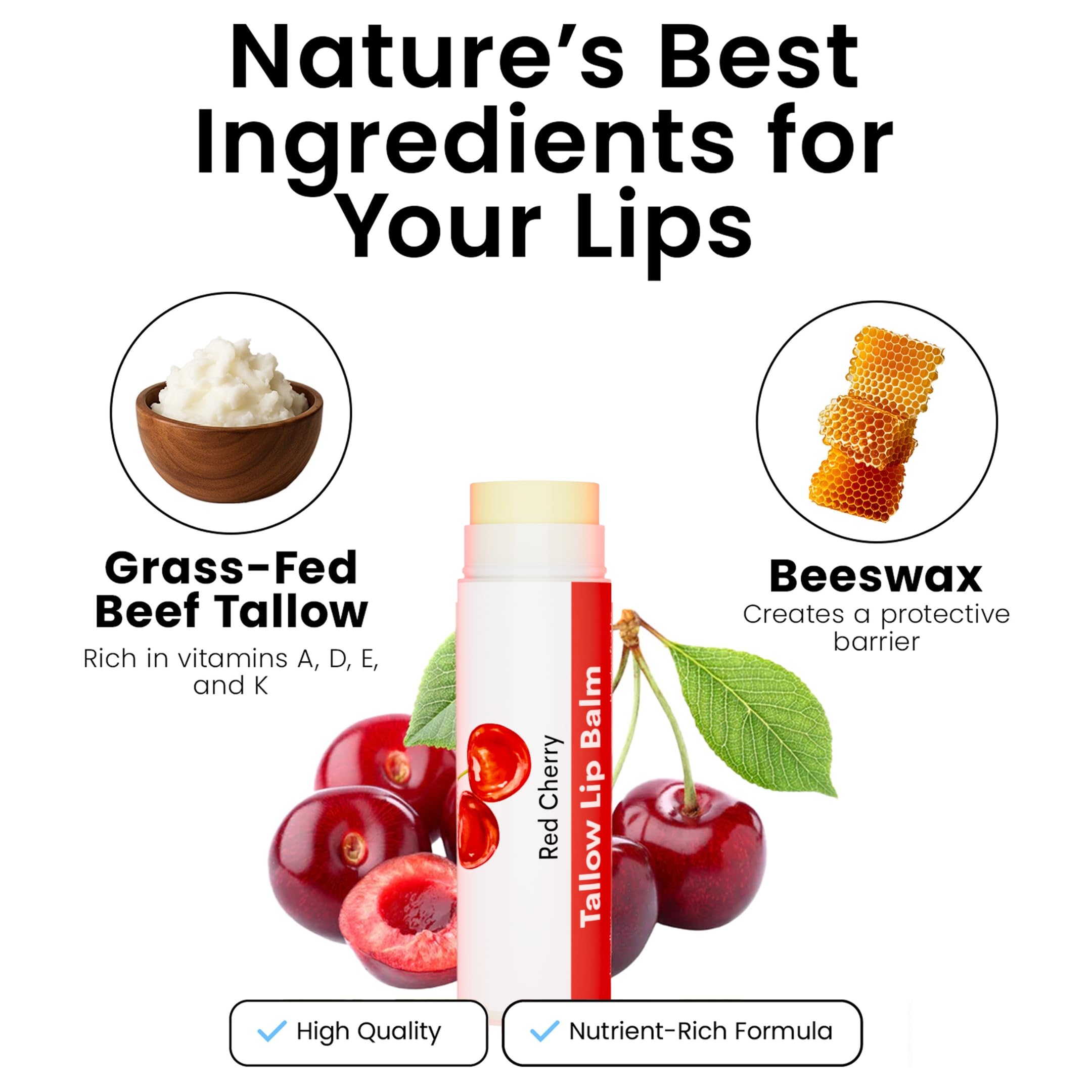 Cattle Creek - Balsamo per labbra al sebo con ingredienti biologici e completamente naturali, idratazione a lunga durata per labbra secche e screpolate, formula lenitiva per