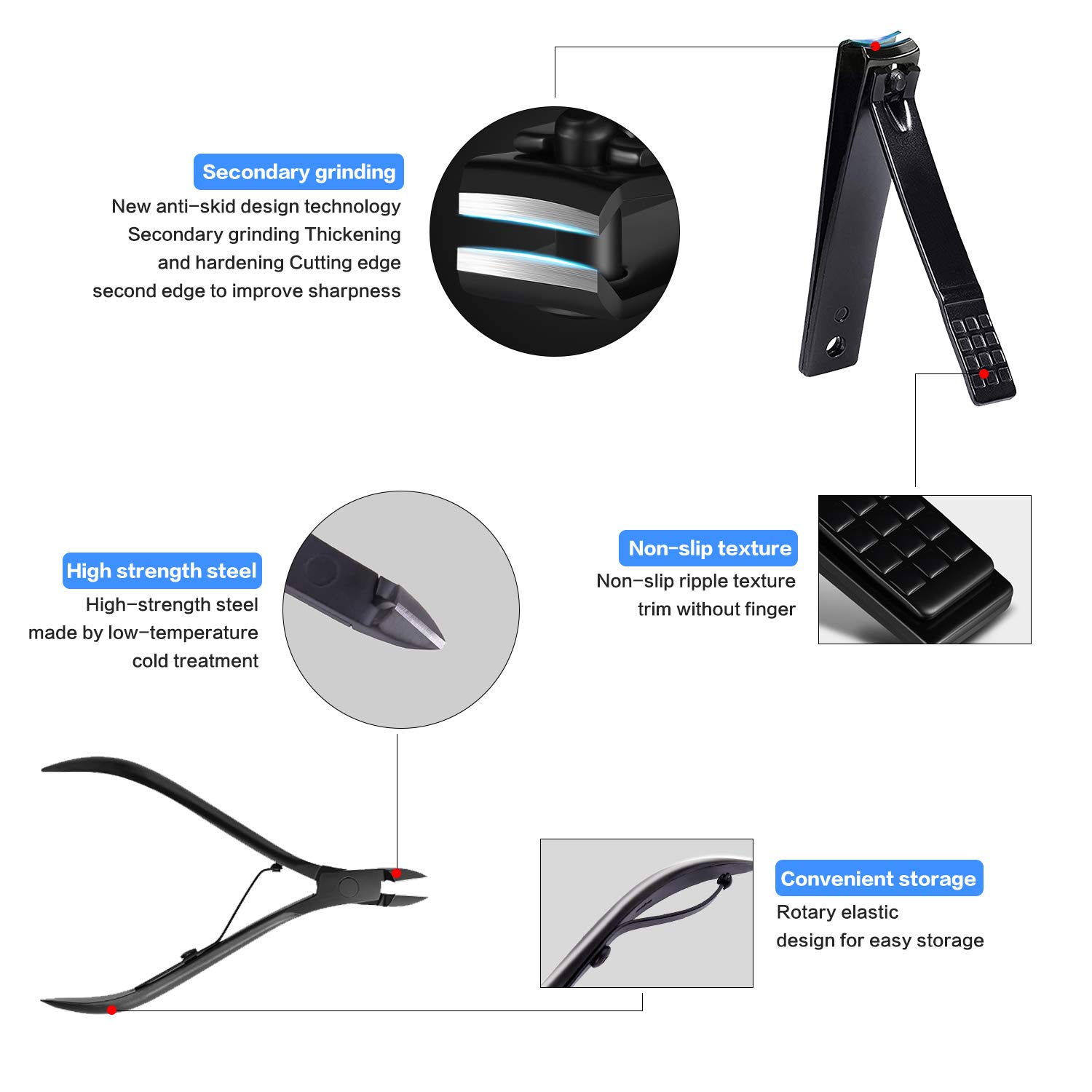 Manicure Pedicure Kit Nail Clippers Set 18 in 1 High Precision Stainless Steel Cutter File Sharp for Men & Women Fingernails & Toenails Vibrissac Scissors with Portable Stylish Case (Yellow_18in1) : Everything Else