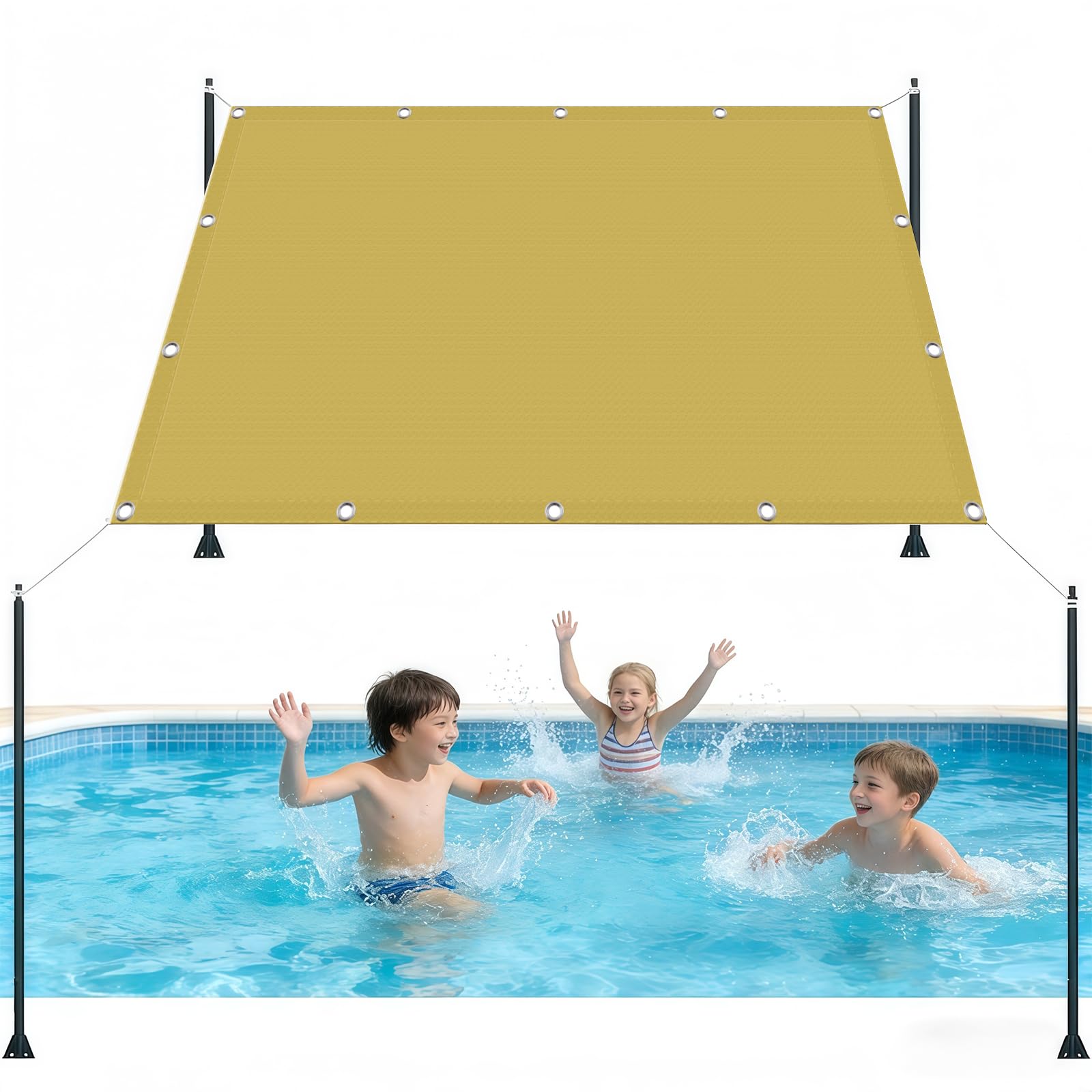 Sonnensegel 150 x 350 cm Sonnenschutz, Wetterschutz, Reißfest, PES Polyester, 98% UV Schutz, Wasserabweisend Segel, Sonnensegel Balkon für Terrasse, Garten, Camping, Sandgelb