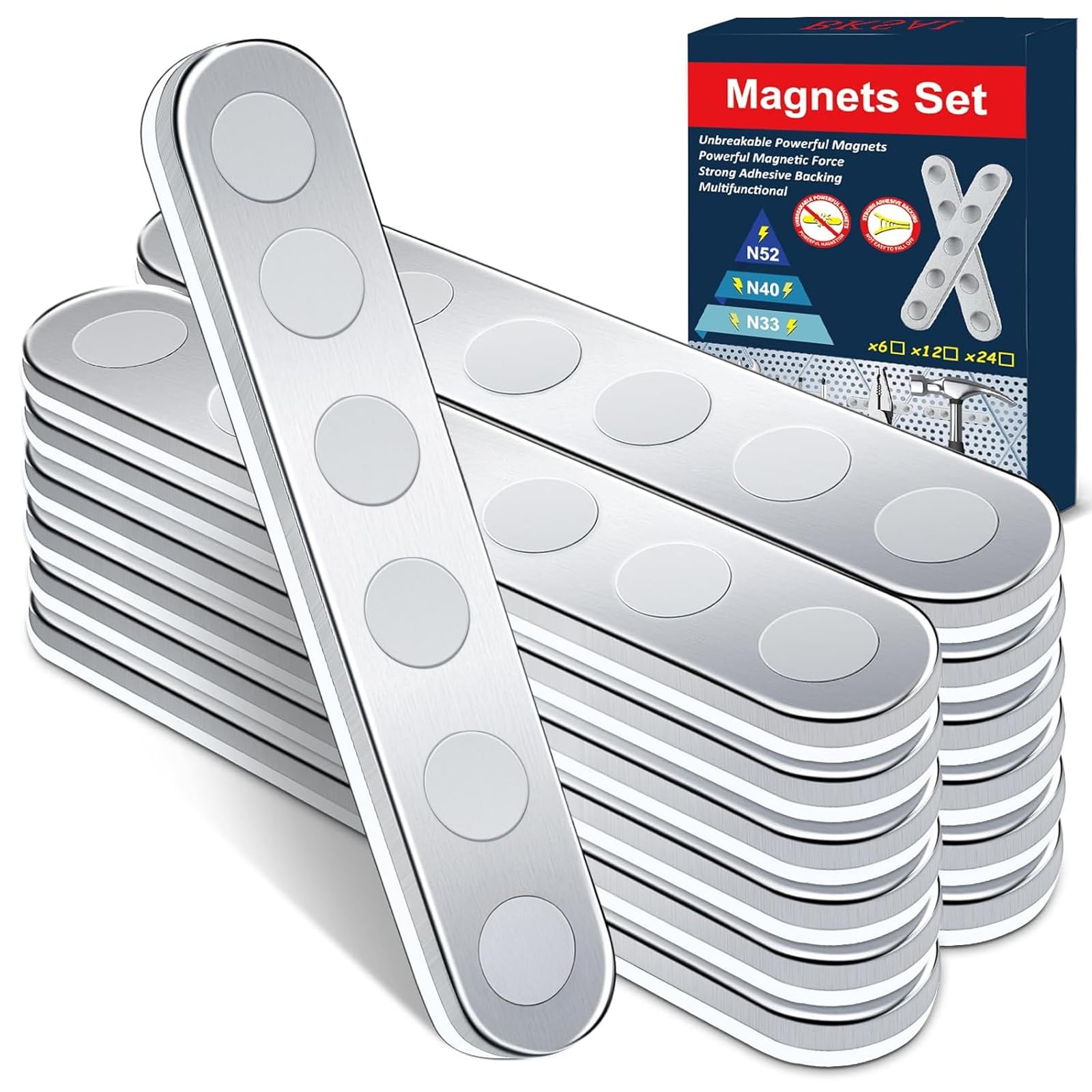 BKSAI Imanes Adhesivos Iman Adhesivo No se Rompen Fácilmente Potentes Imanes Neodimio Iman Juego de Magnético Tiras para para Refrigerador / 12Pzs N52-Sujete 1500G / Componentes de Fijación