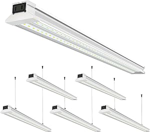 Zaltris 4FT LED Shop Lights Linkable, Plug-in 4’ LED Shop Light Fixtures, AC100-277V, 5000K Commercial Bay Lighting for Workshop, Warehouse, Garage, Hanging Surface Mount, ETL Listed, 6Pcak
