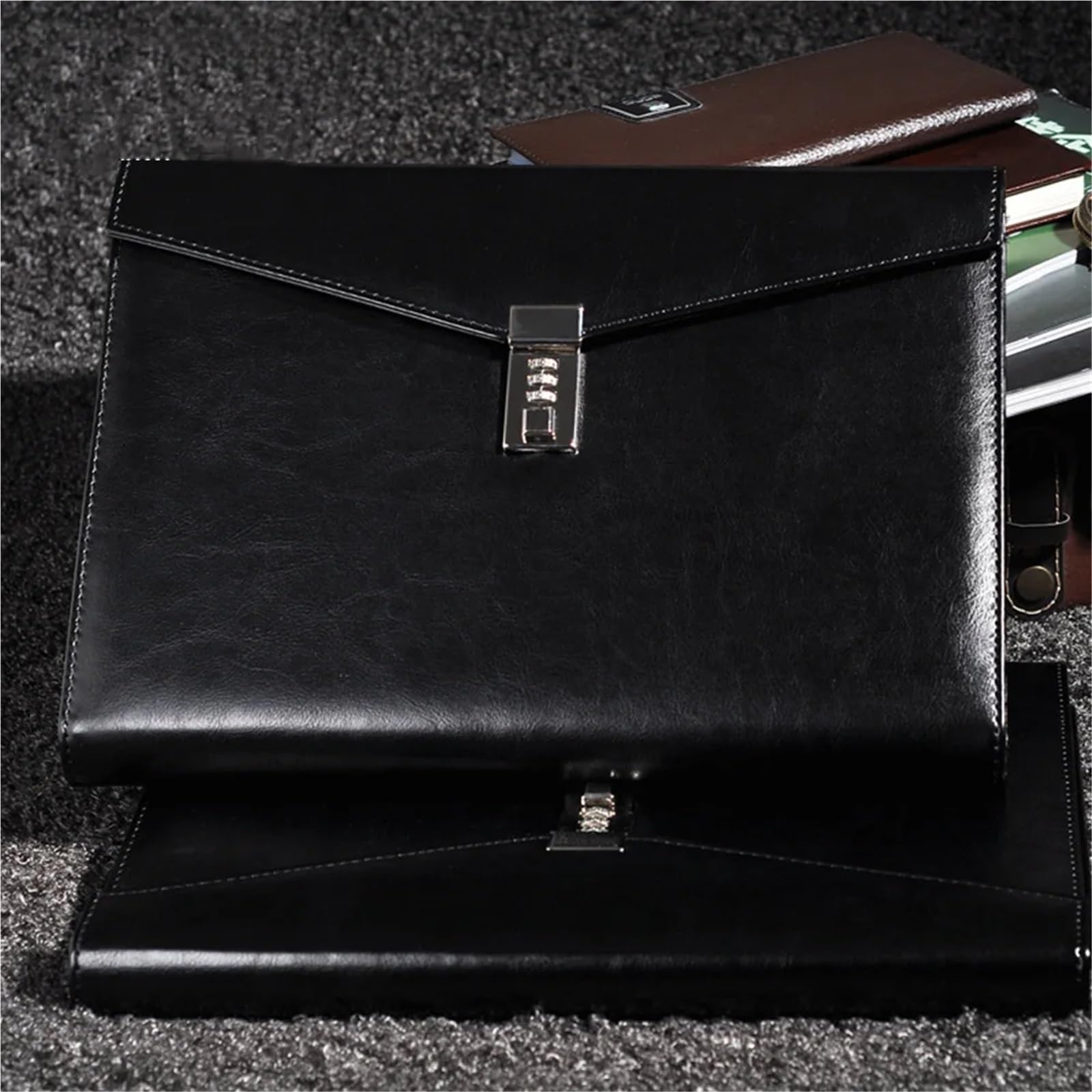 Porta Documenti Cartella portadocumenti A4 con serratura Padfolio Fichario Password Valigetta Organizzatore Armadio Direzionale Borsa da Ufficio in Pelle PU