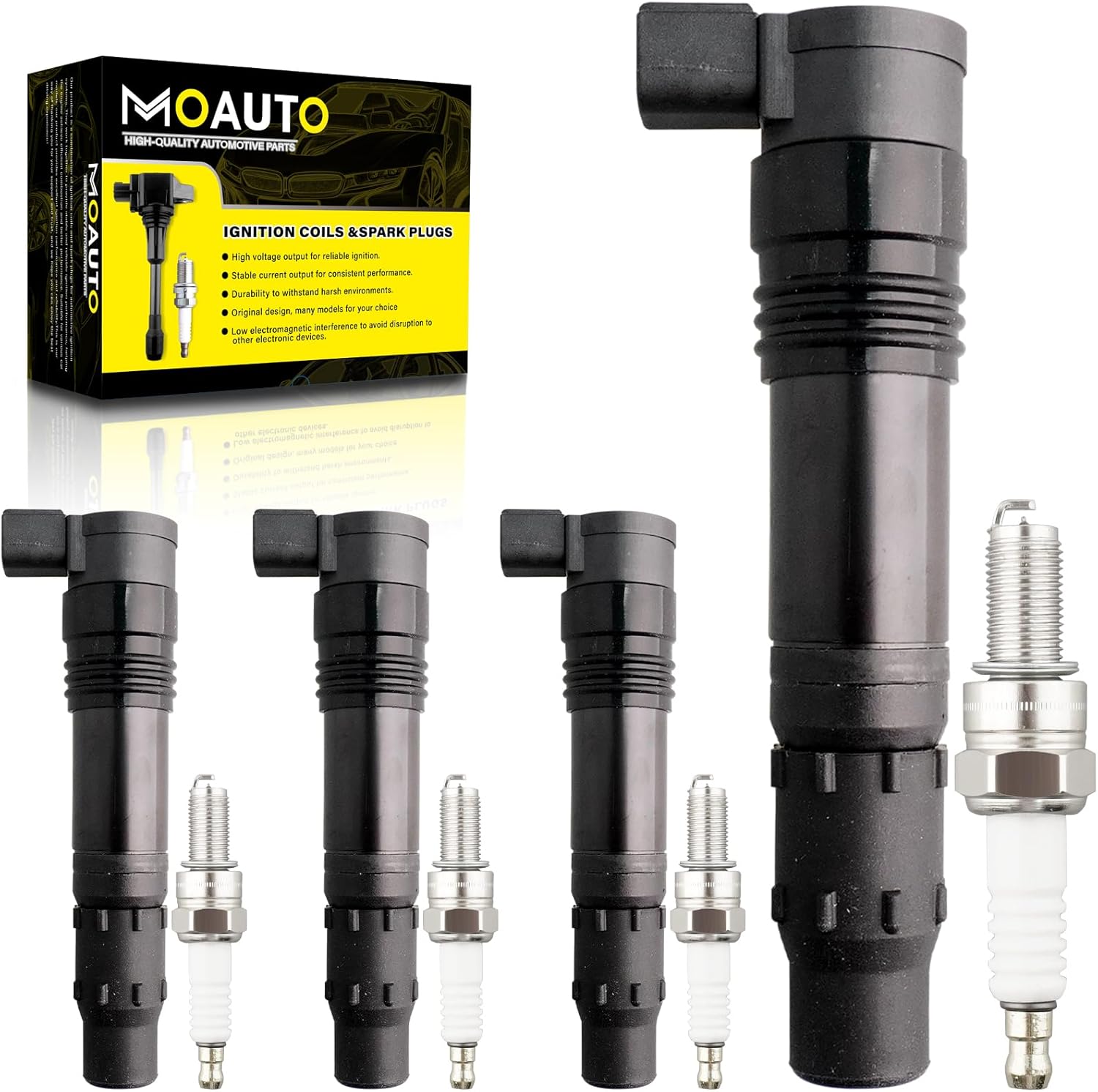 Set of 4 Ignition Coils Pack 5EB-82310-00-00 & 4 PCS Iridium Spark Plugs Compatible with Yamaha YZF-R6 1999-2002 CHAMPIONS LIMITED EDITION 2001