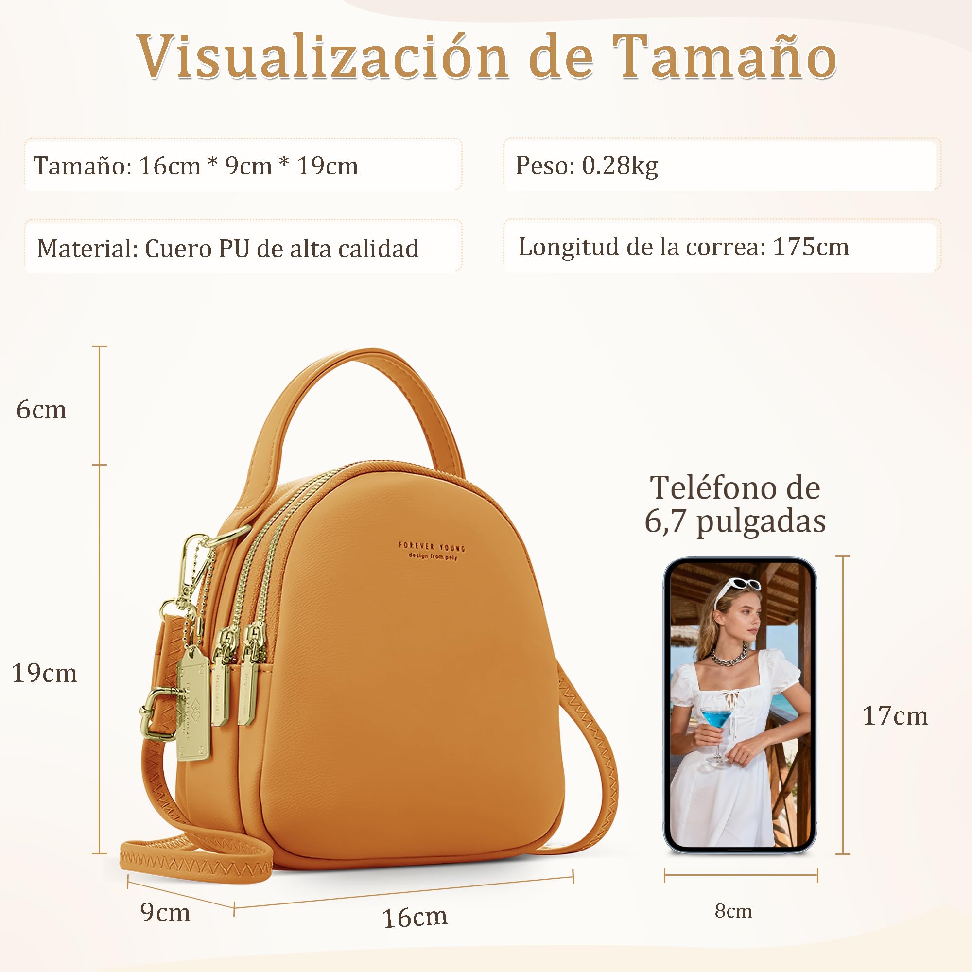 Lindo Mochilas Mujer Pequeña Moda Bolso con Orificio para Auriculares y Manejar Backpack Adecuado Trabajo Escuela Casual Impermeable Piel PU Mini Bolso Mochila Mujer Amarillo
