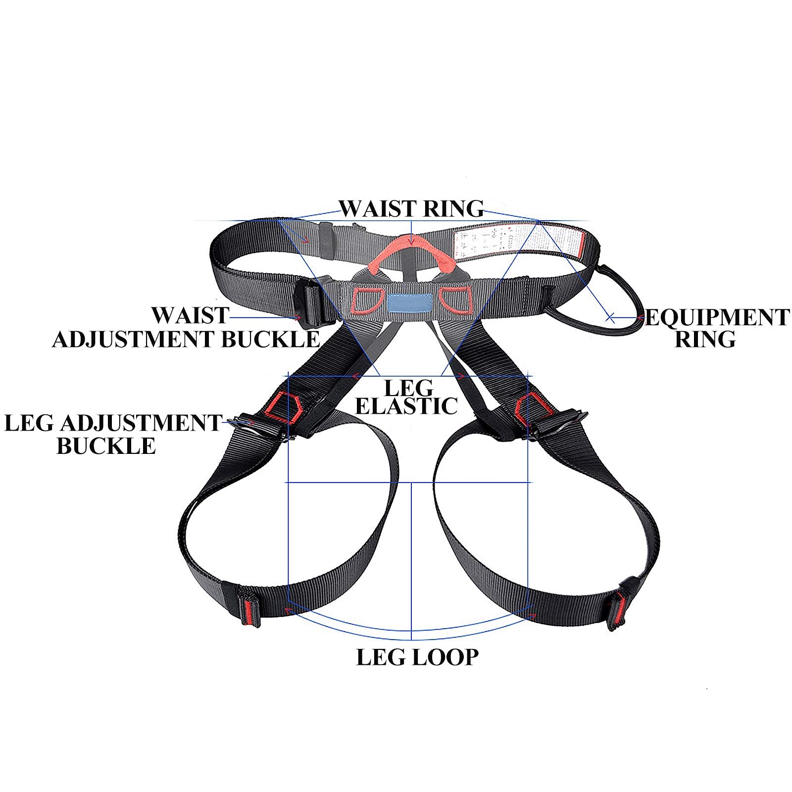 SwaYve Cinturón de Seguridad de Medio Cuerpo, Arnés de Seguridad para Detención de Caídas, Cinturón de Seguridad de Protección de Cintura Y Cadera para Montañismo, Escalada Y Rappel/Blue