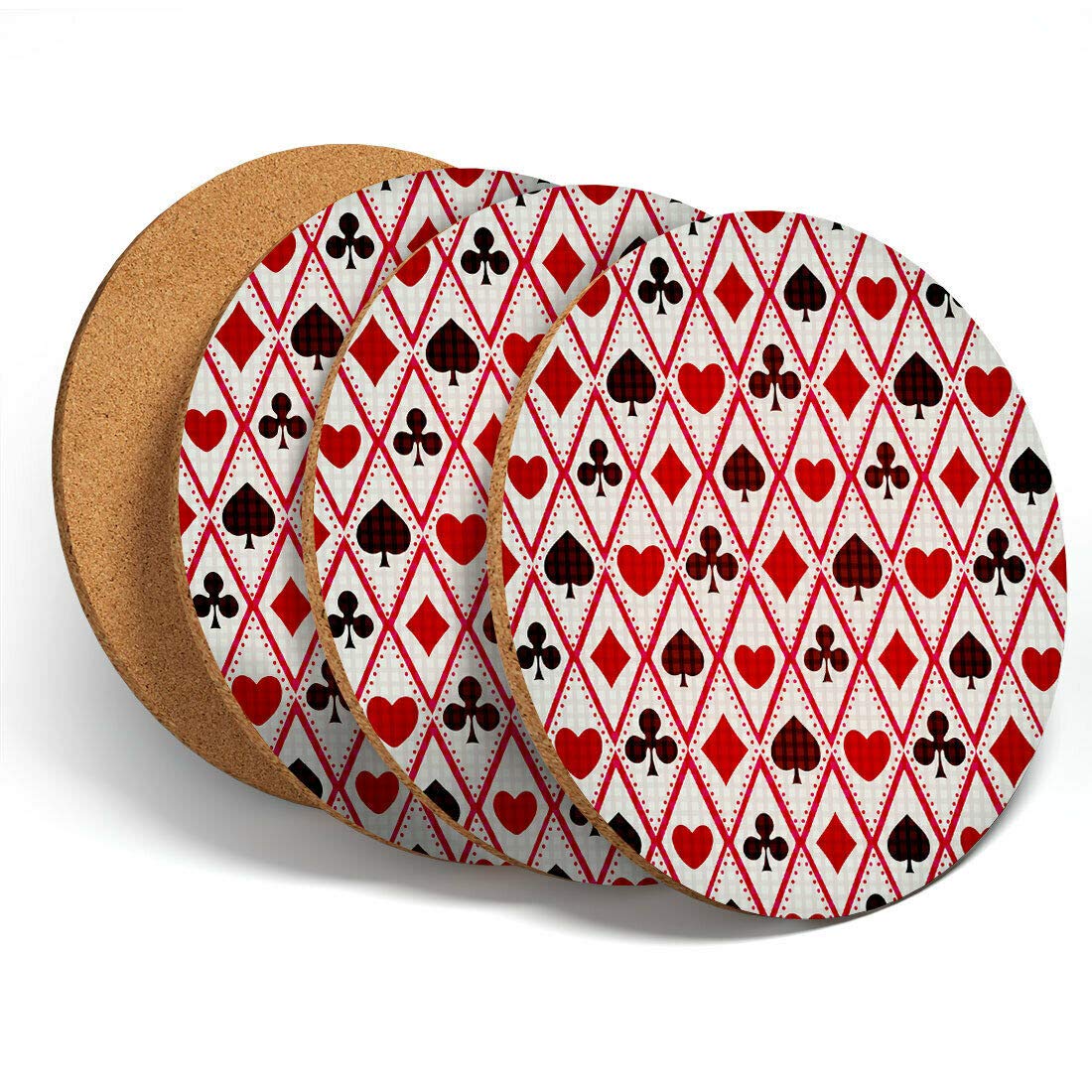 Destinationvinyl Multicolor Destination Vinyl 4 Set - Playing Cards Hearts Spades Coasters - Kitchen Drinks Coaster #3724